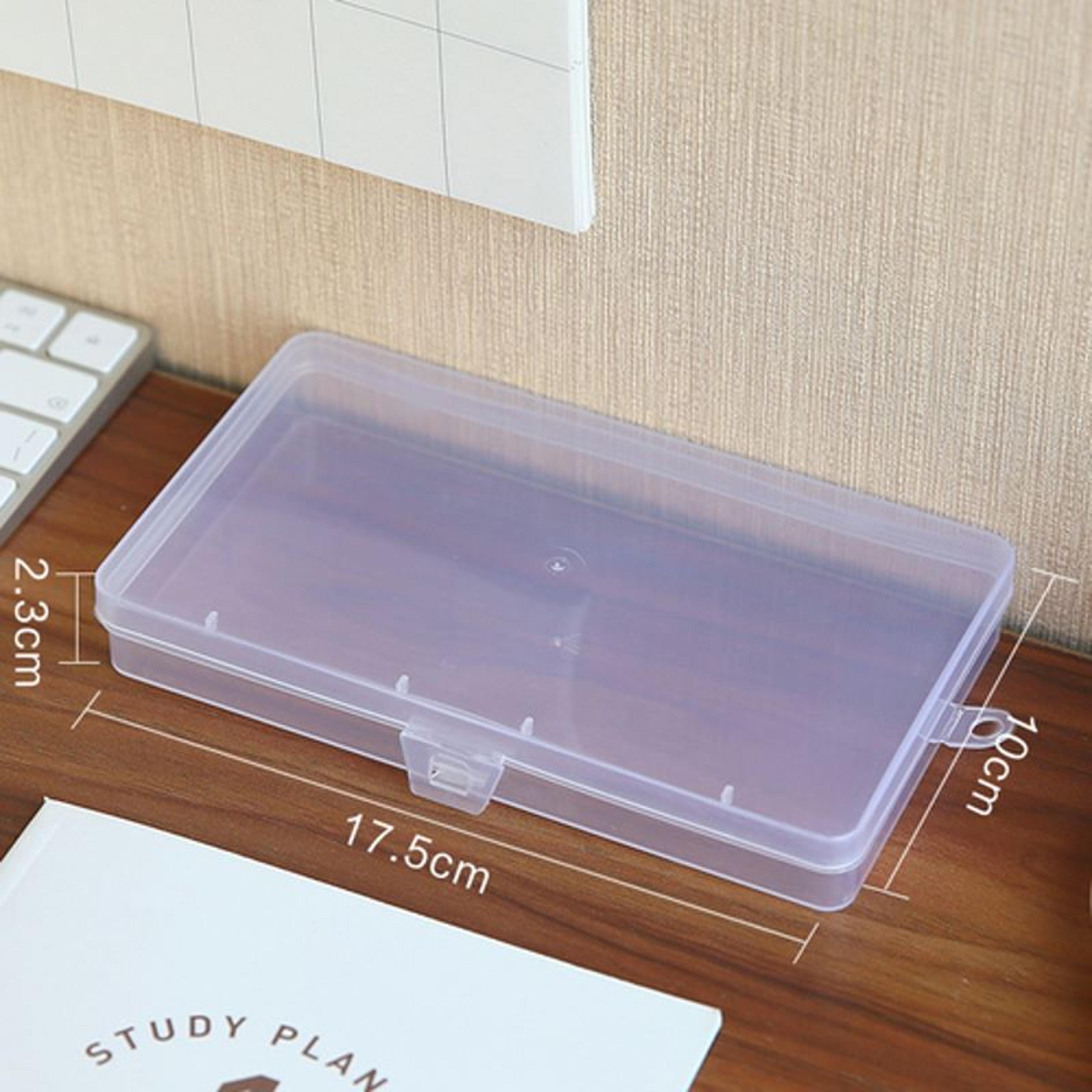 transparent storage box with sorting function, clear plastic desk organizer for student stationery