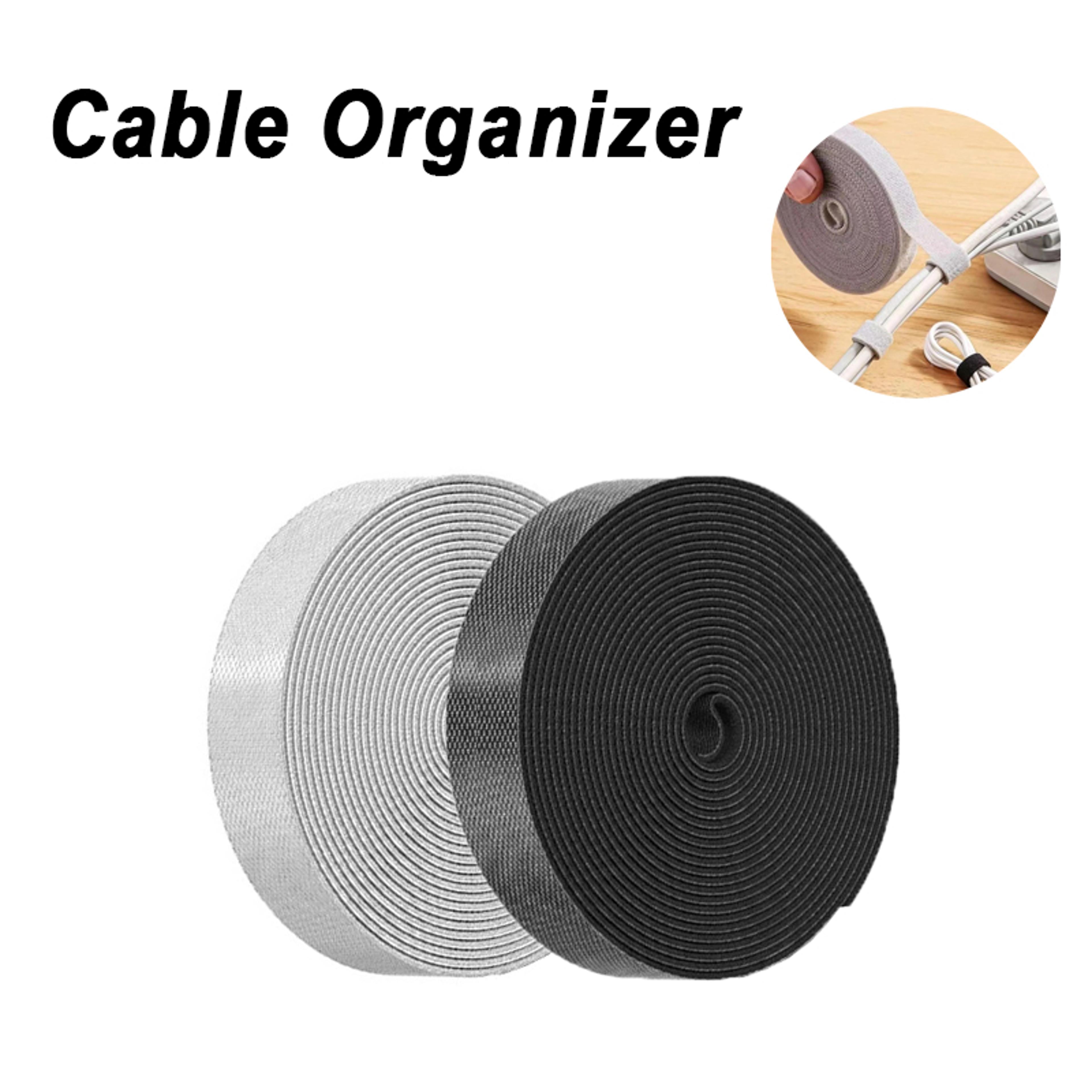 cable organizer, removable straps, free cut fastening tape for desk wire storage