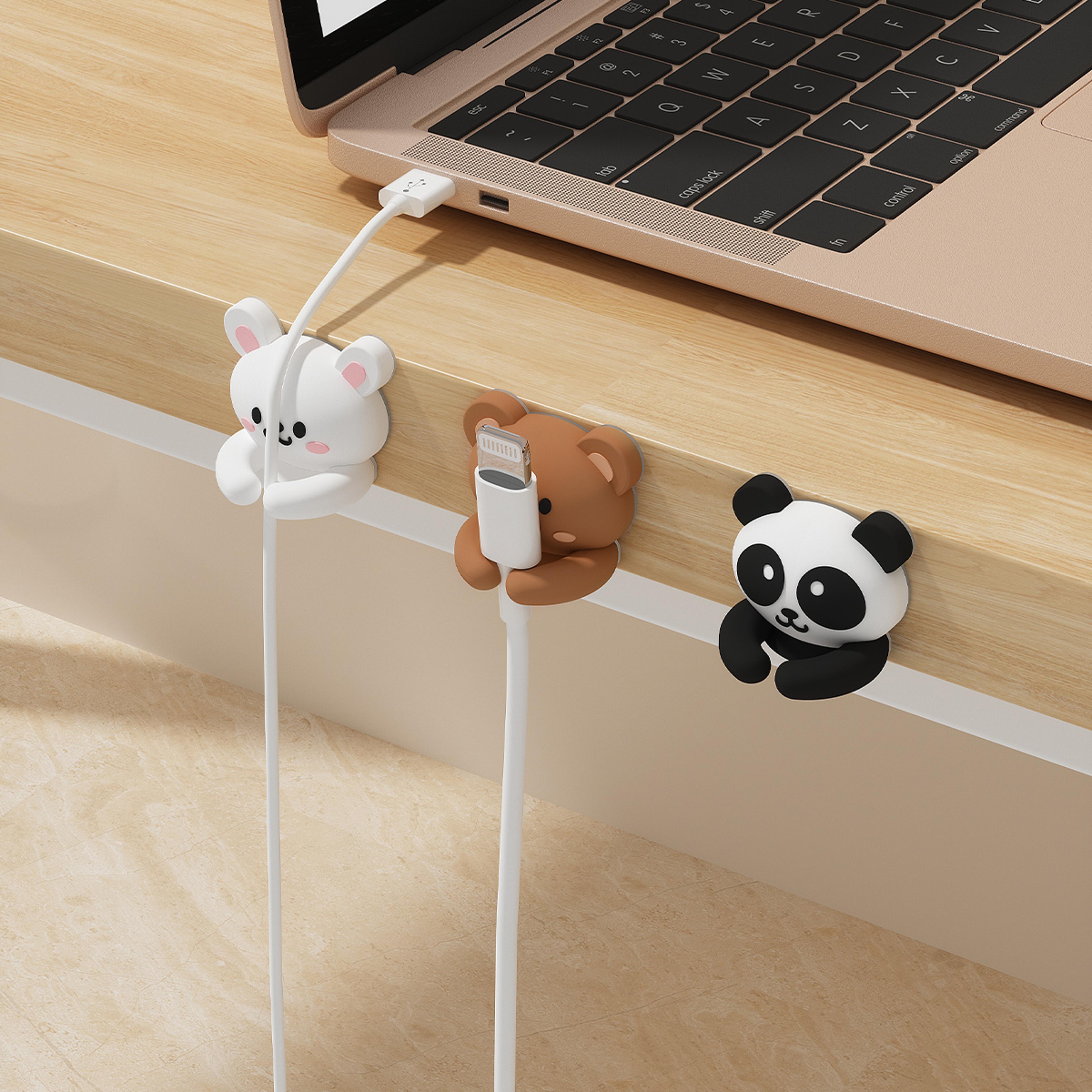 cute desktop cable managers, self-adhesive usb cable clips, wire cord management holder for office desk accessories