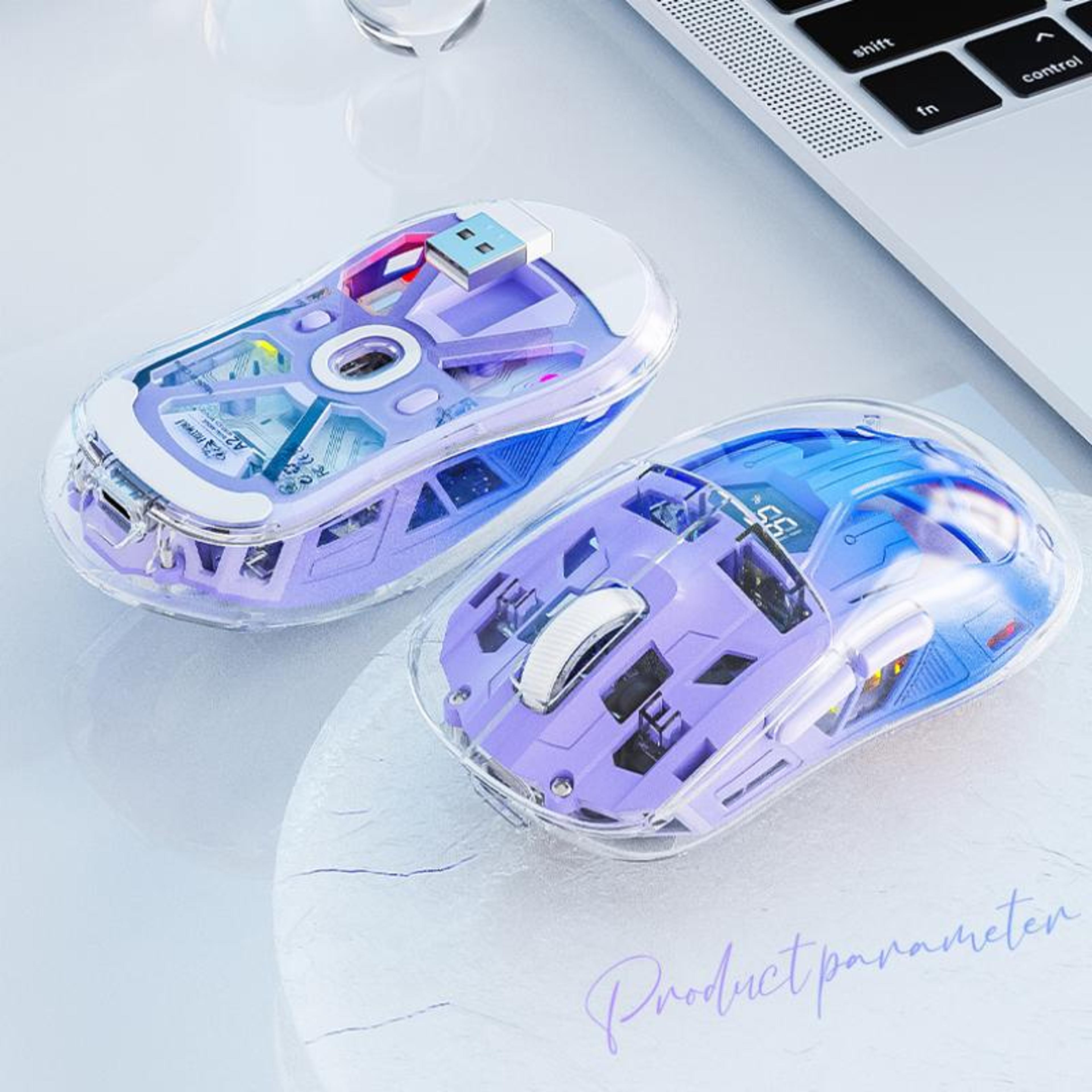 rgb bluetooth mouse with transparent digital display, wireless dual-mode connection