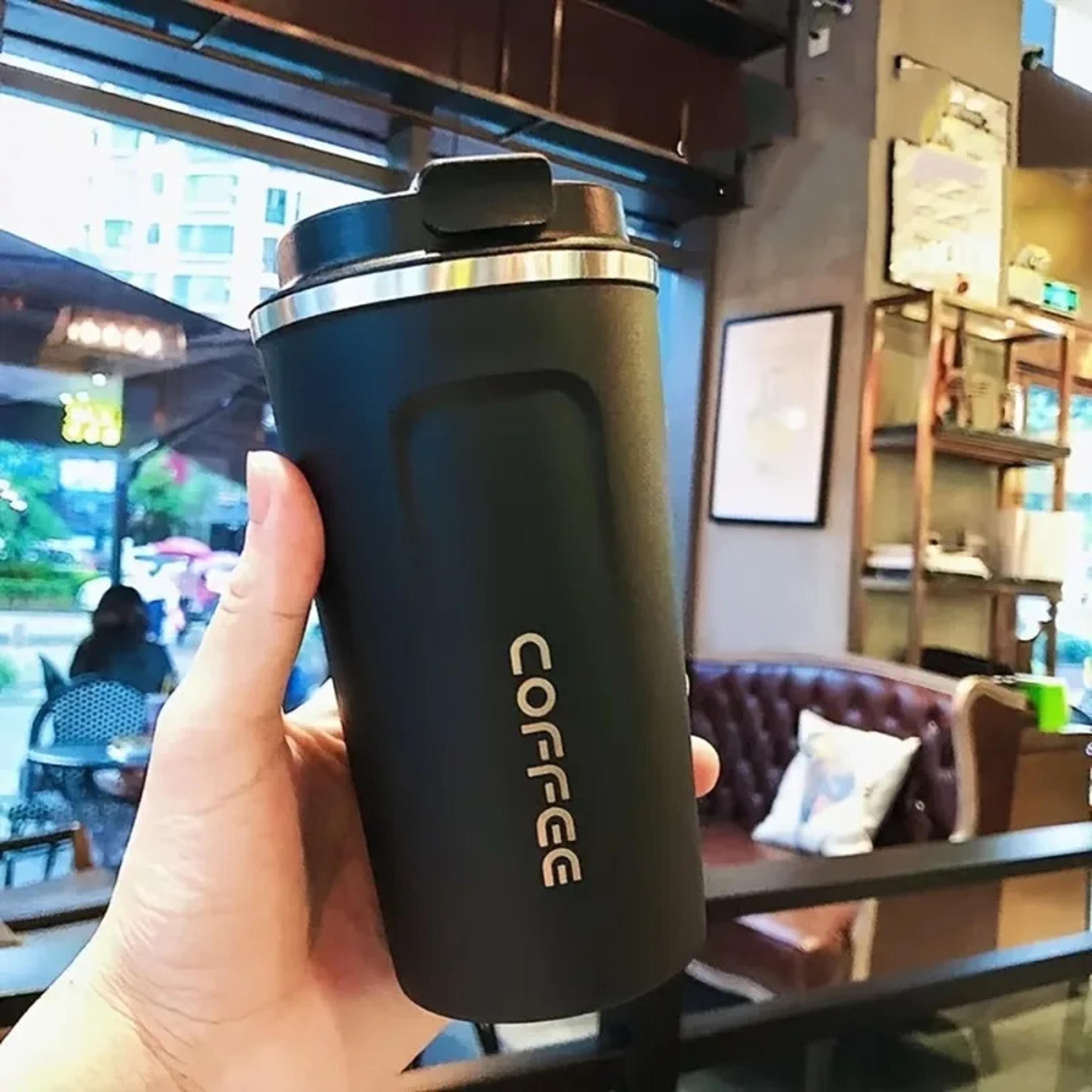 stainless steel thermos travel cup, durable vacuum insulated coffee mug, leak proof matte double wall