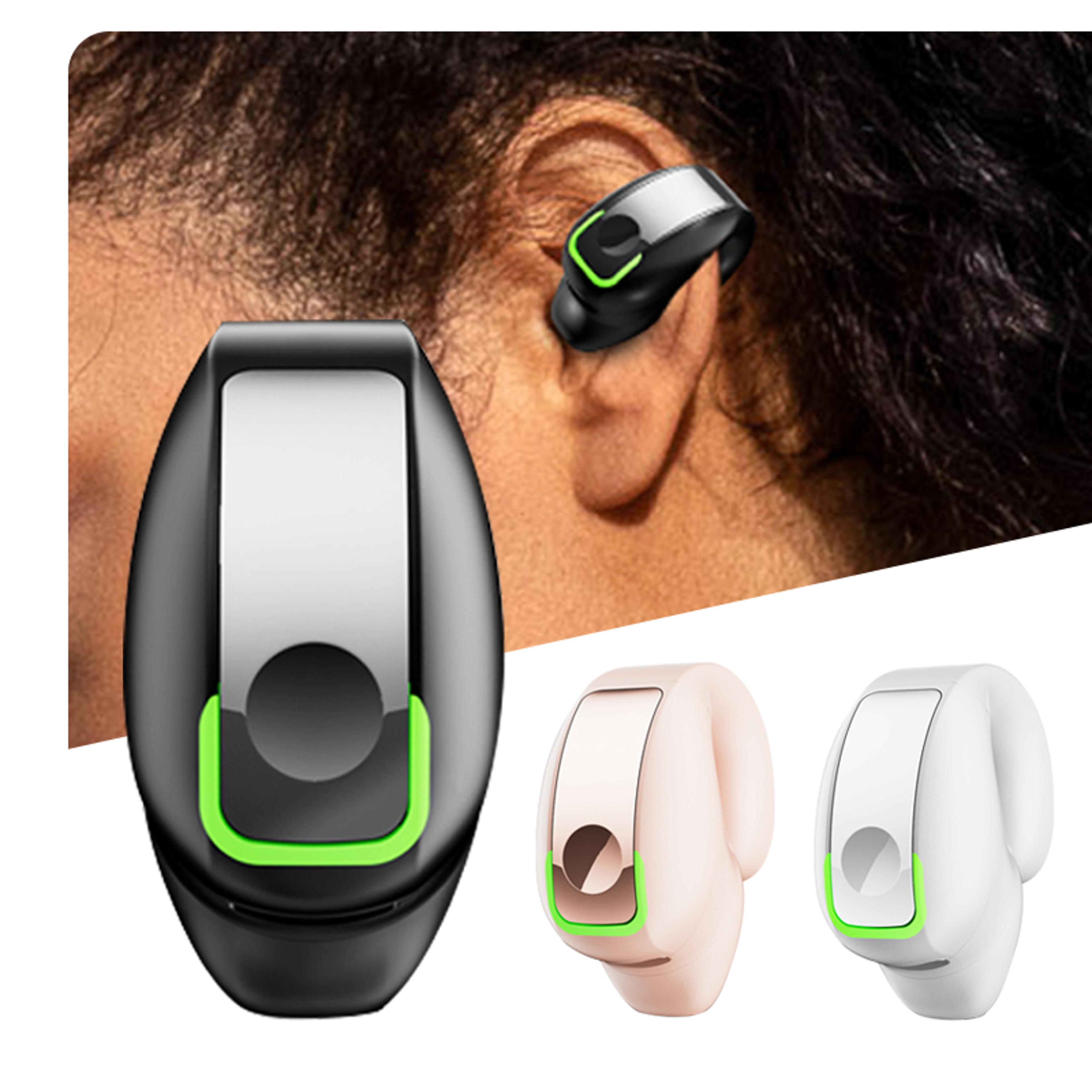 talking clip-on headset long time wear without pain, bone conduction wireless bluetooth, ultra long battery life