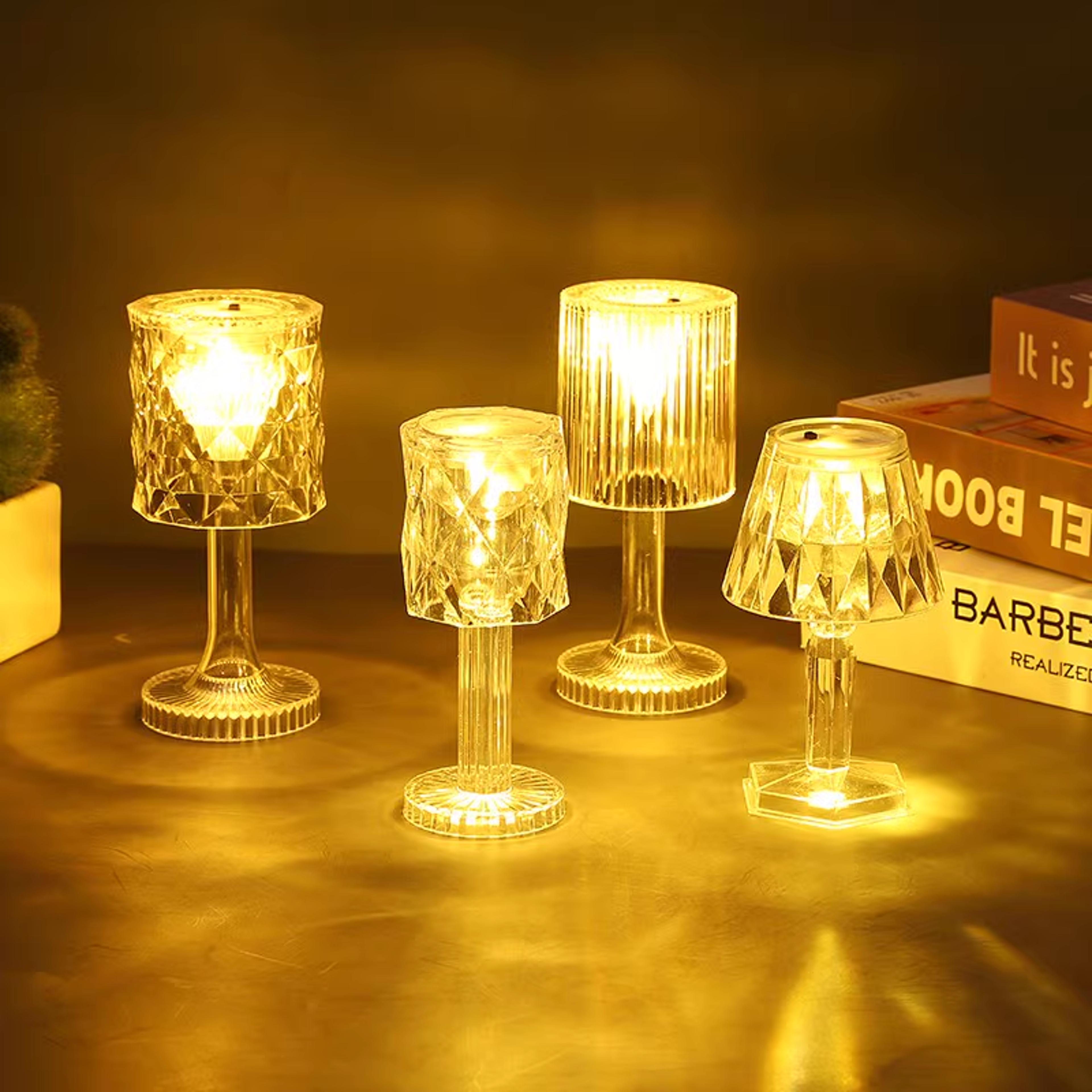 mini crystal table lamp color changing led night light for bedroom, dinner, bar, party, and christmas decorations