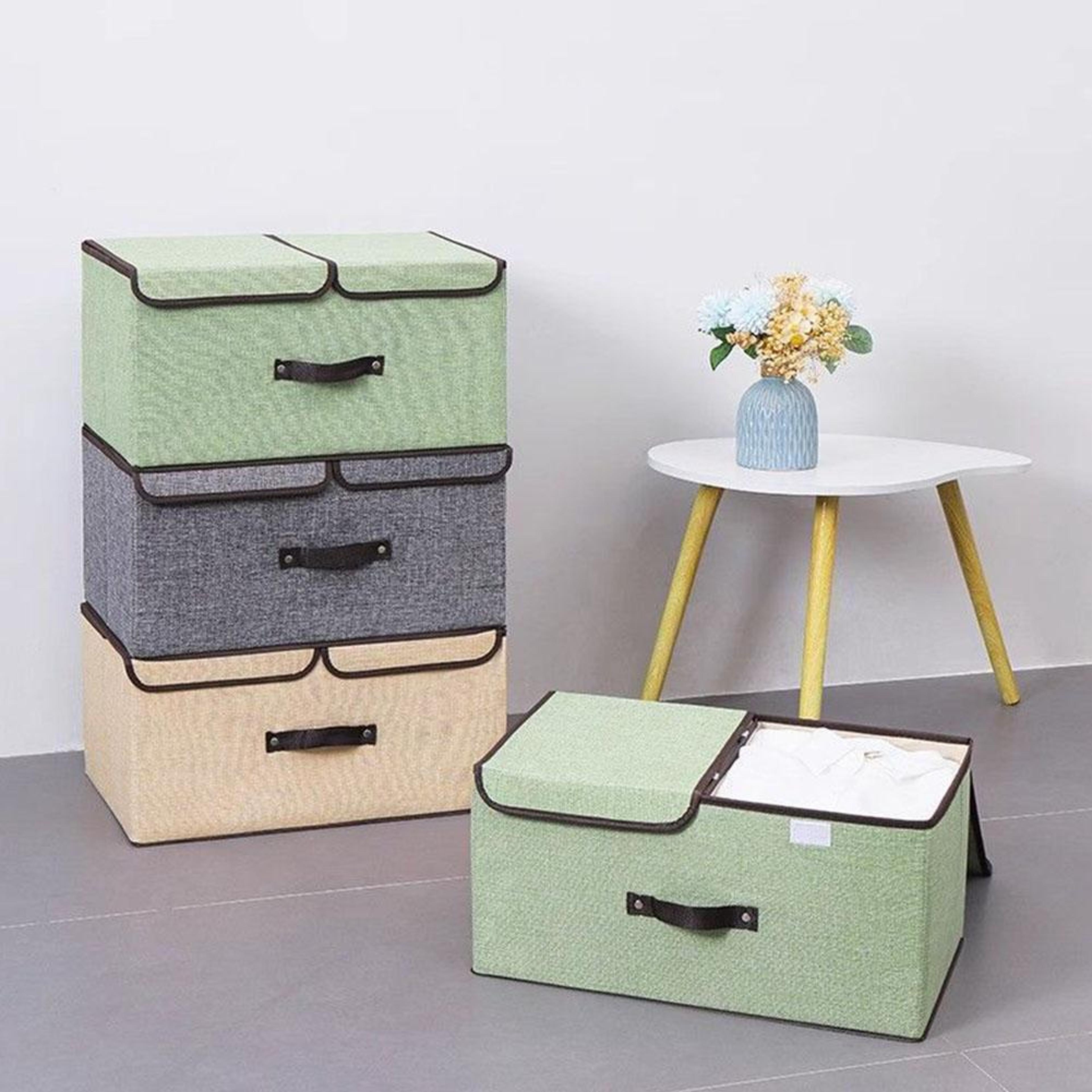 large double lid organizer, non woven fabric foldable storage box, bedroom arrangement for underwear