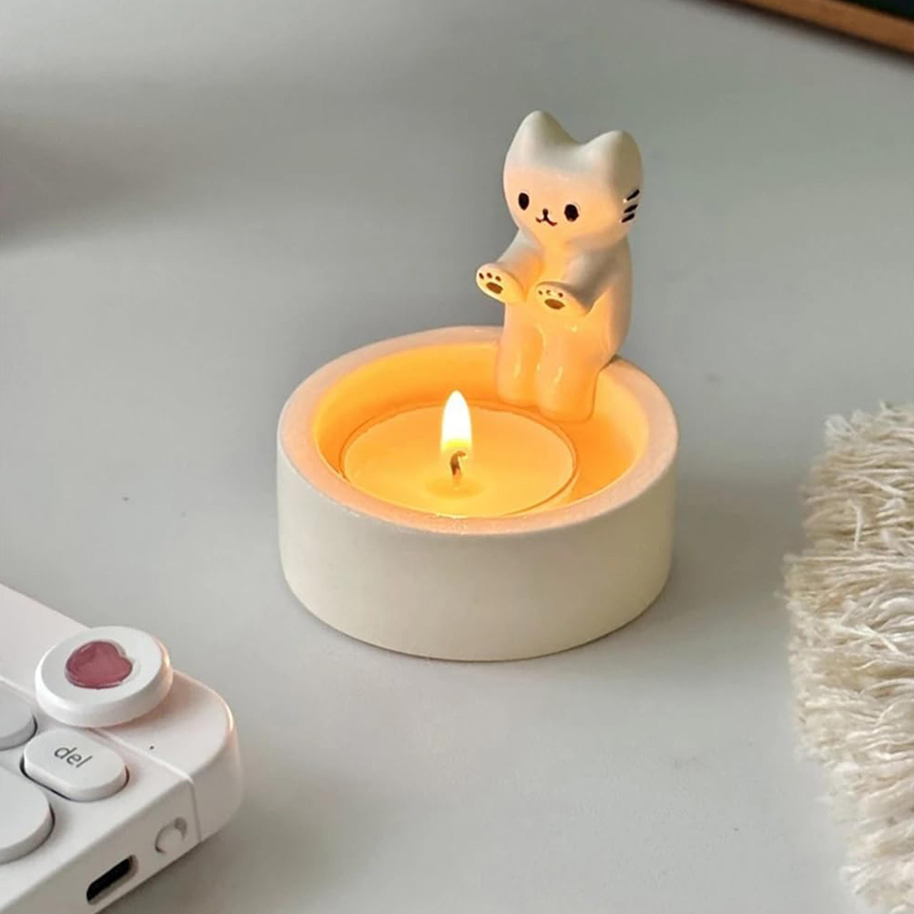 creative aromatherapy candle holder, kitten candle holder, cute cat candlestick, durable high temp cartoon candlestick