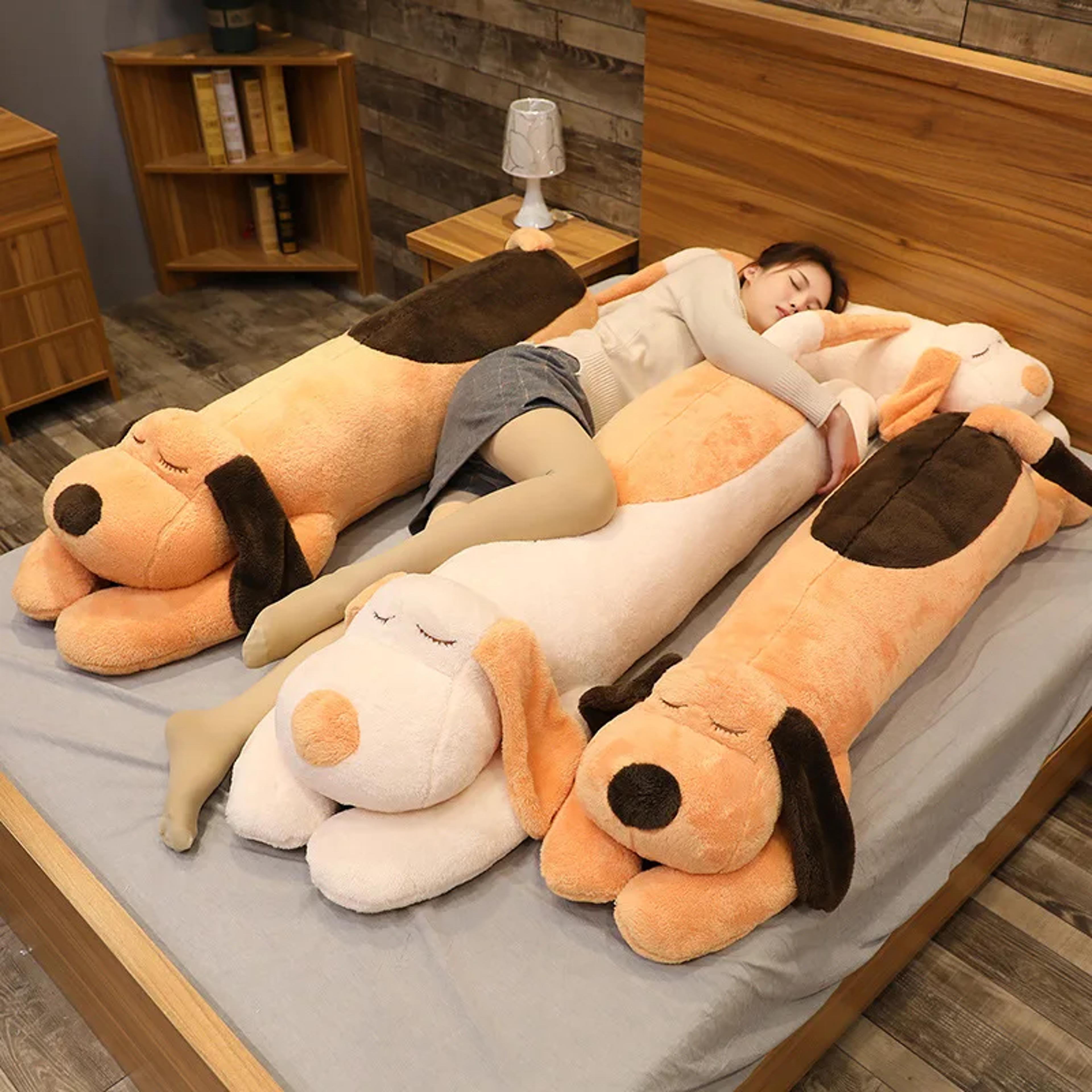 stuffed pet doll baby long sleep pillow, giant lovely soft down cotton dog plush pillow accompany gift for girlfriend