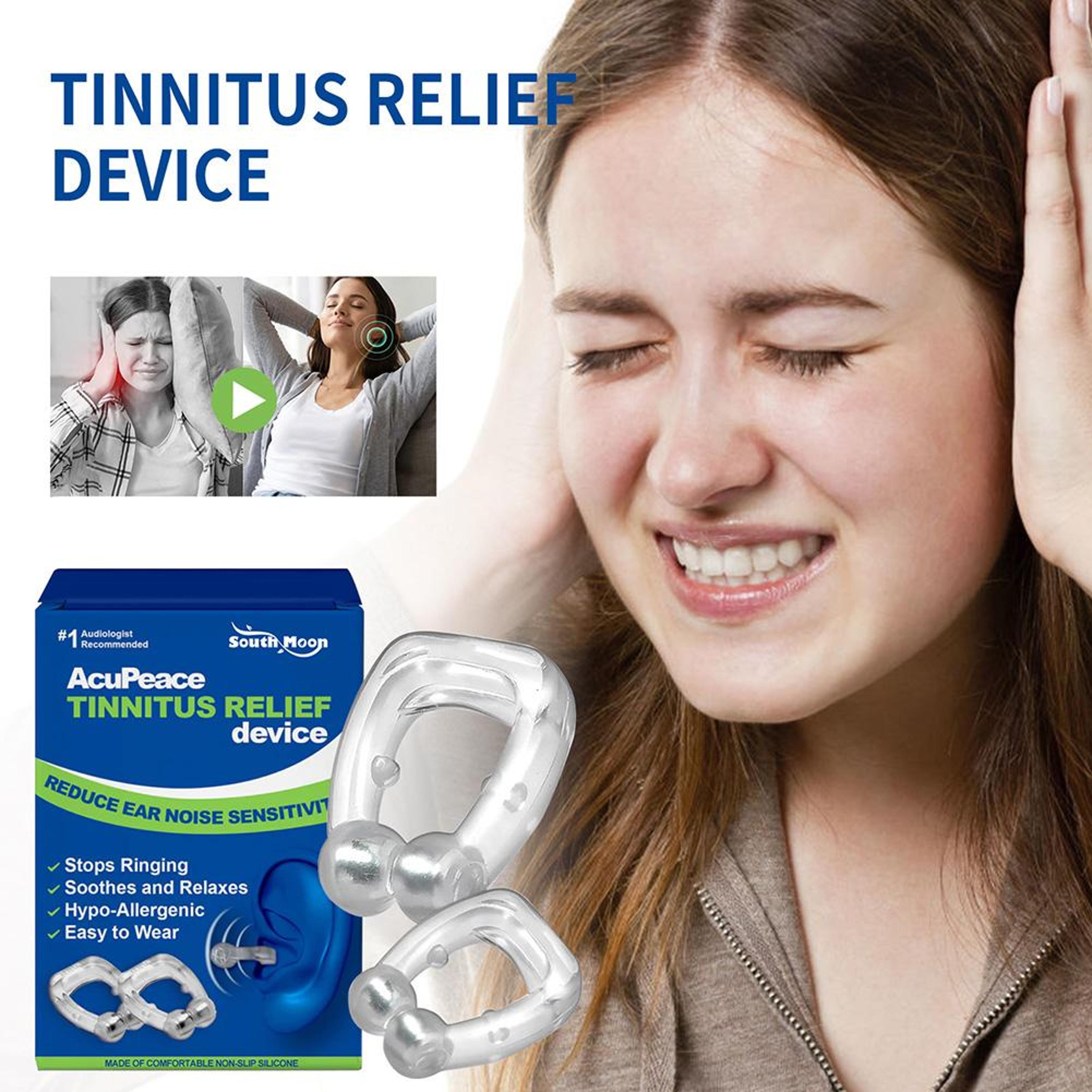 magnetic tinnitus relief clip for ear pressure treatment and hearing discomfort relief
