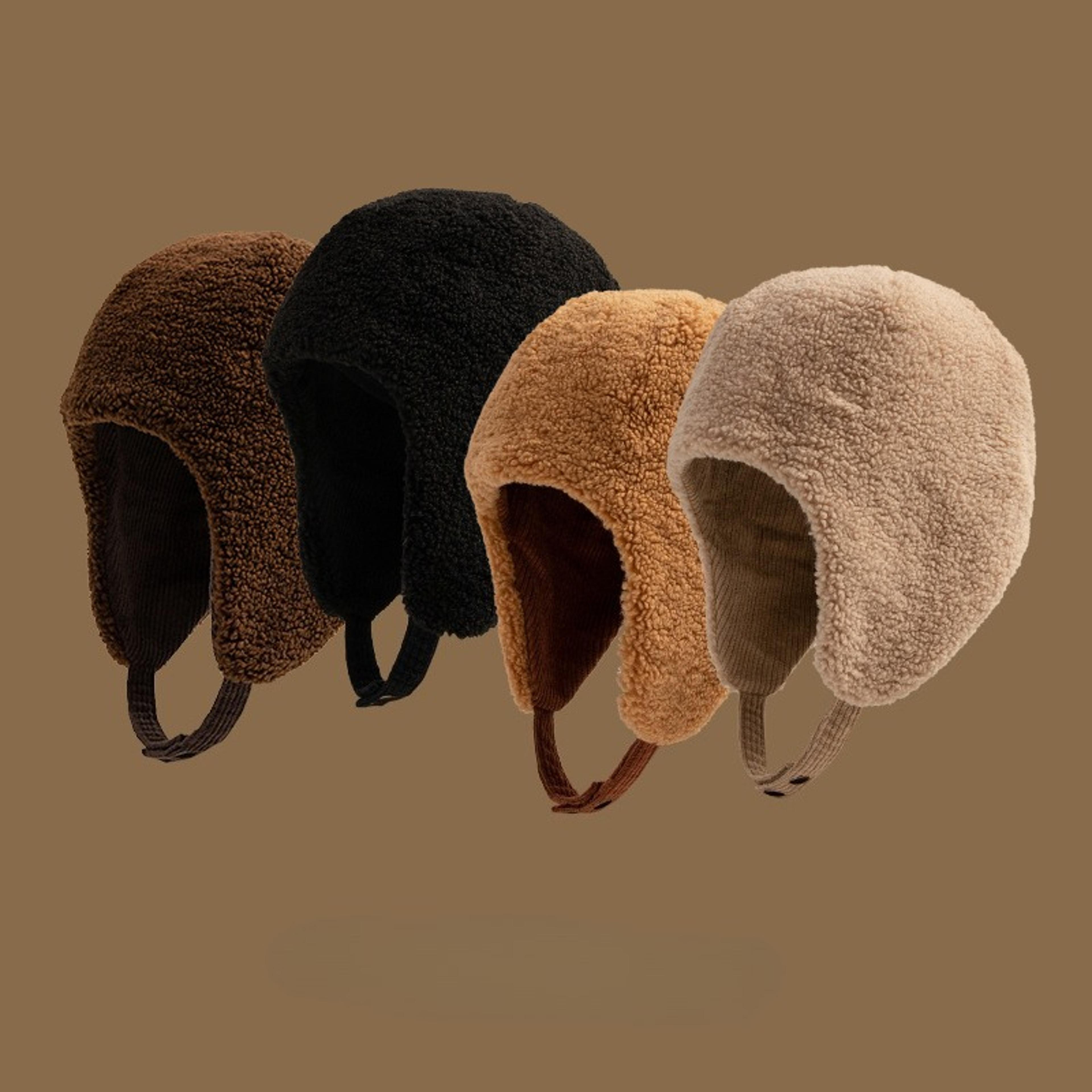 double-sided windproof and warm wool hats for men and women, thick winter autumn hat for outdoor warmth