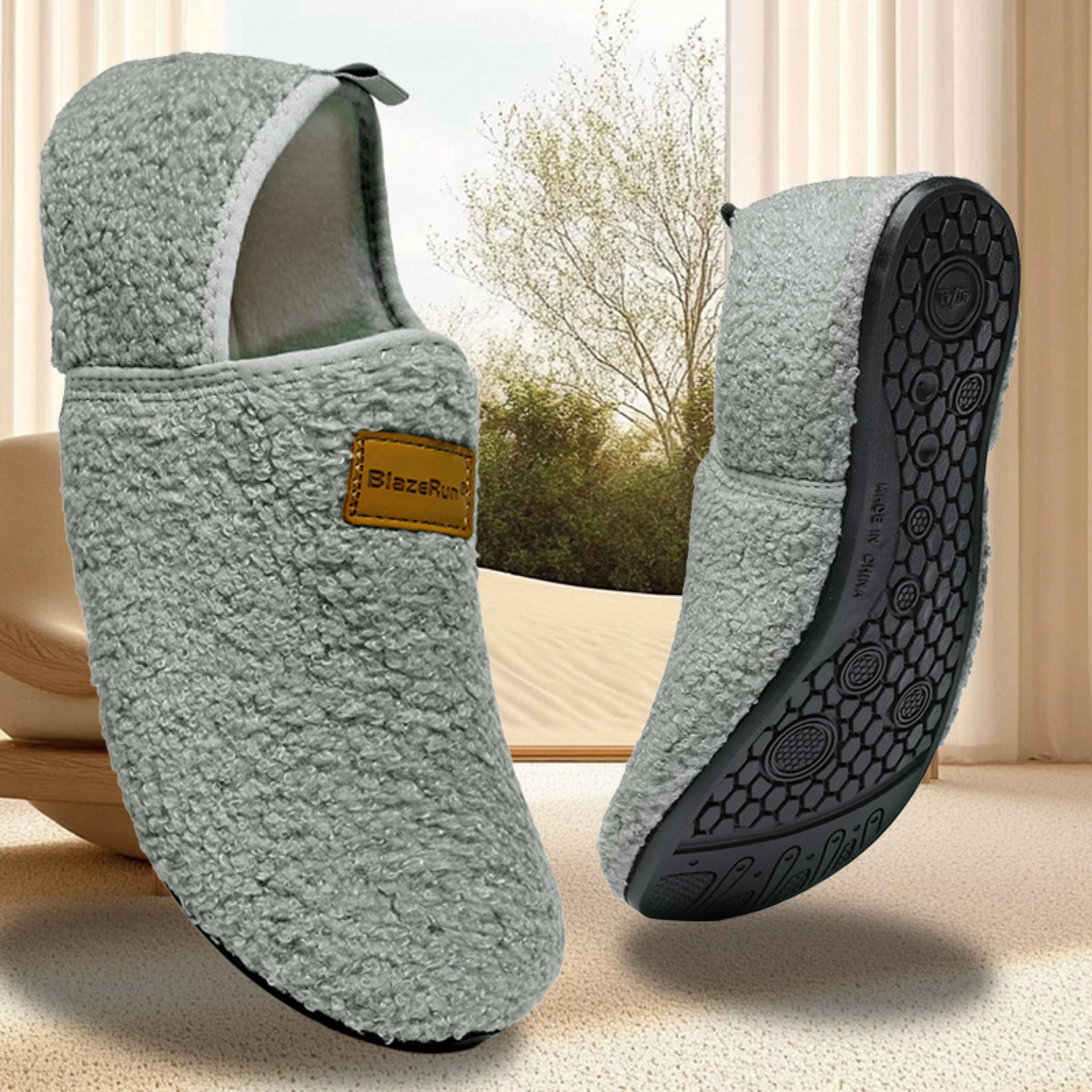 lightweight and comfortable casual shoes, simple winter plush shoes for men and women, plush warmth indoor home slippers
