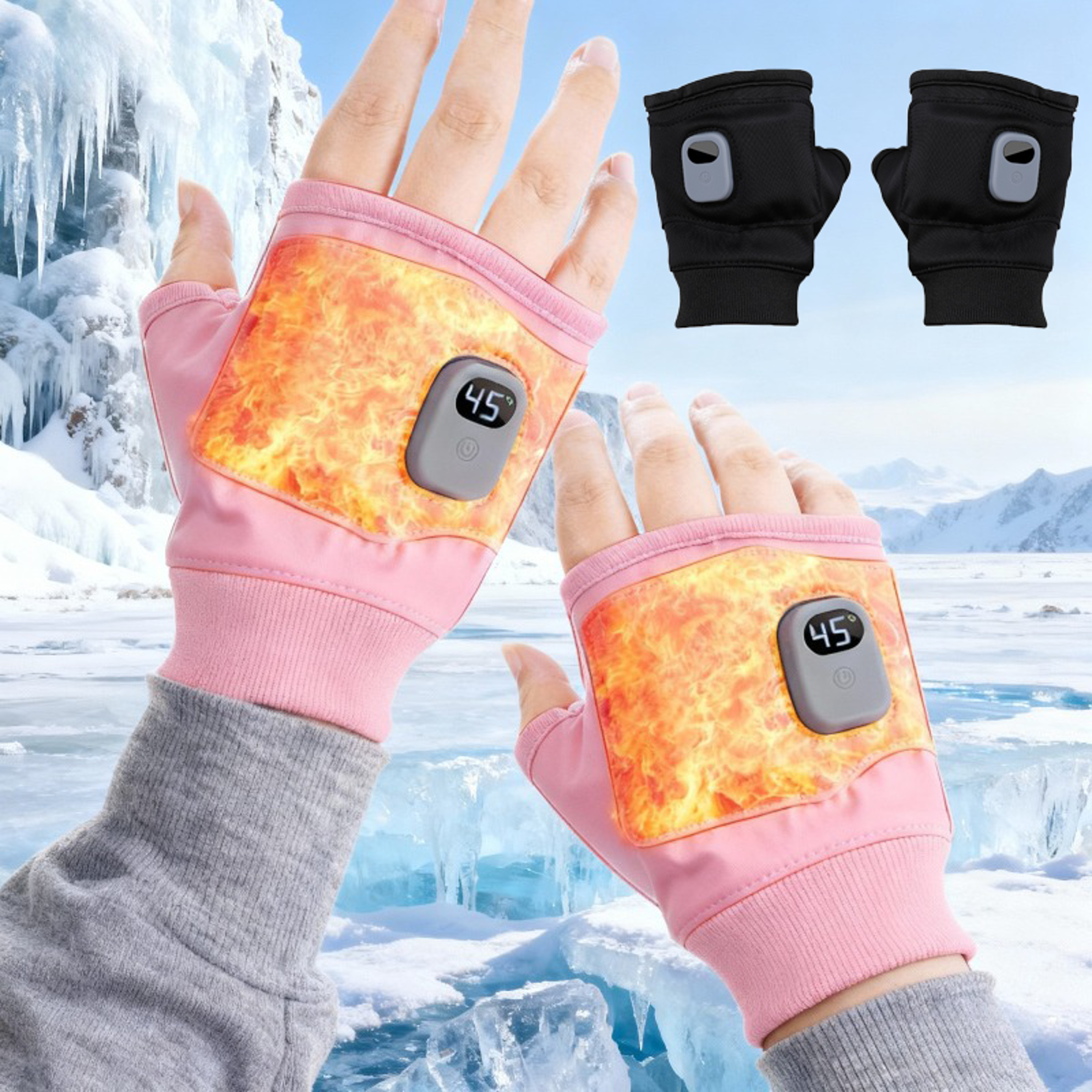 thermal winter gloves, electric heated, powered windproof touchscreen for cycling skiing