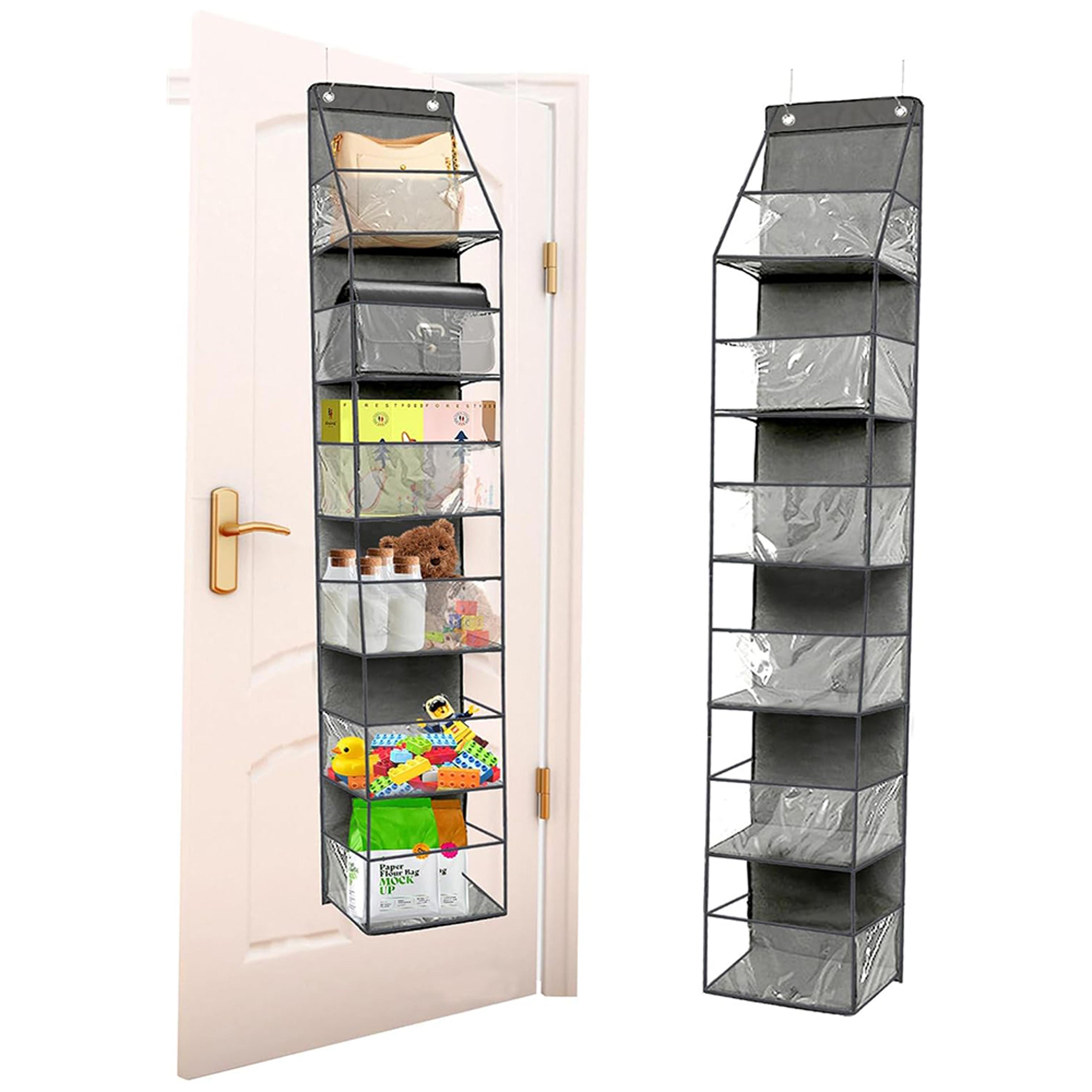 behind the door storage organizer, 6-shelf over the door hanging pantry organizer, with clear plastic pockets