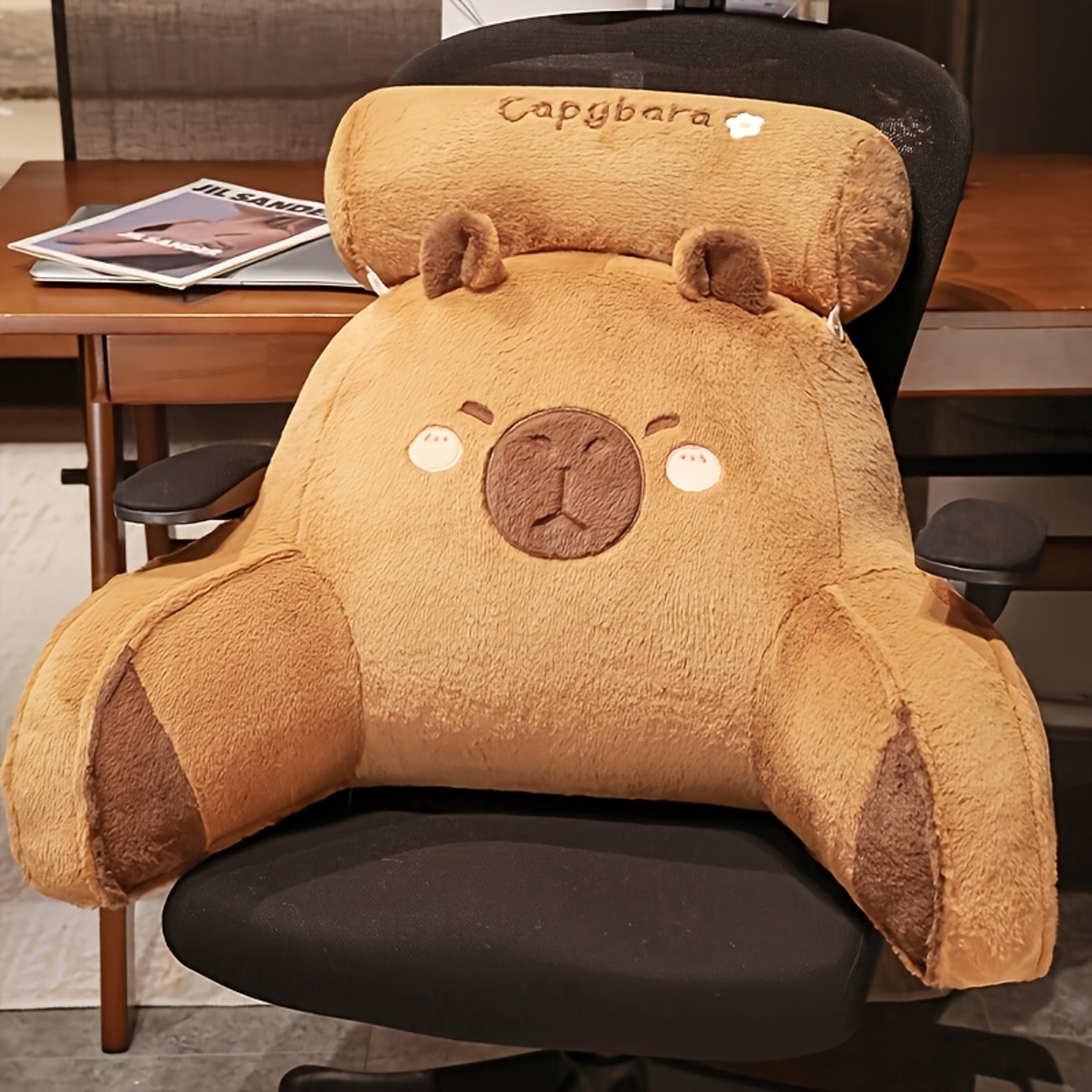 adorable large capybara backrest cushion, triangle lumbar support pillow, comfortable reading pillow