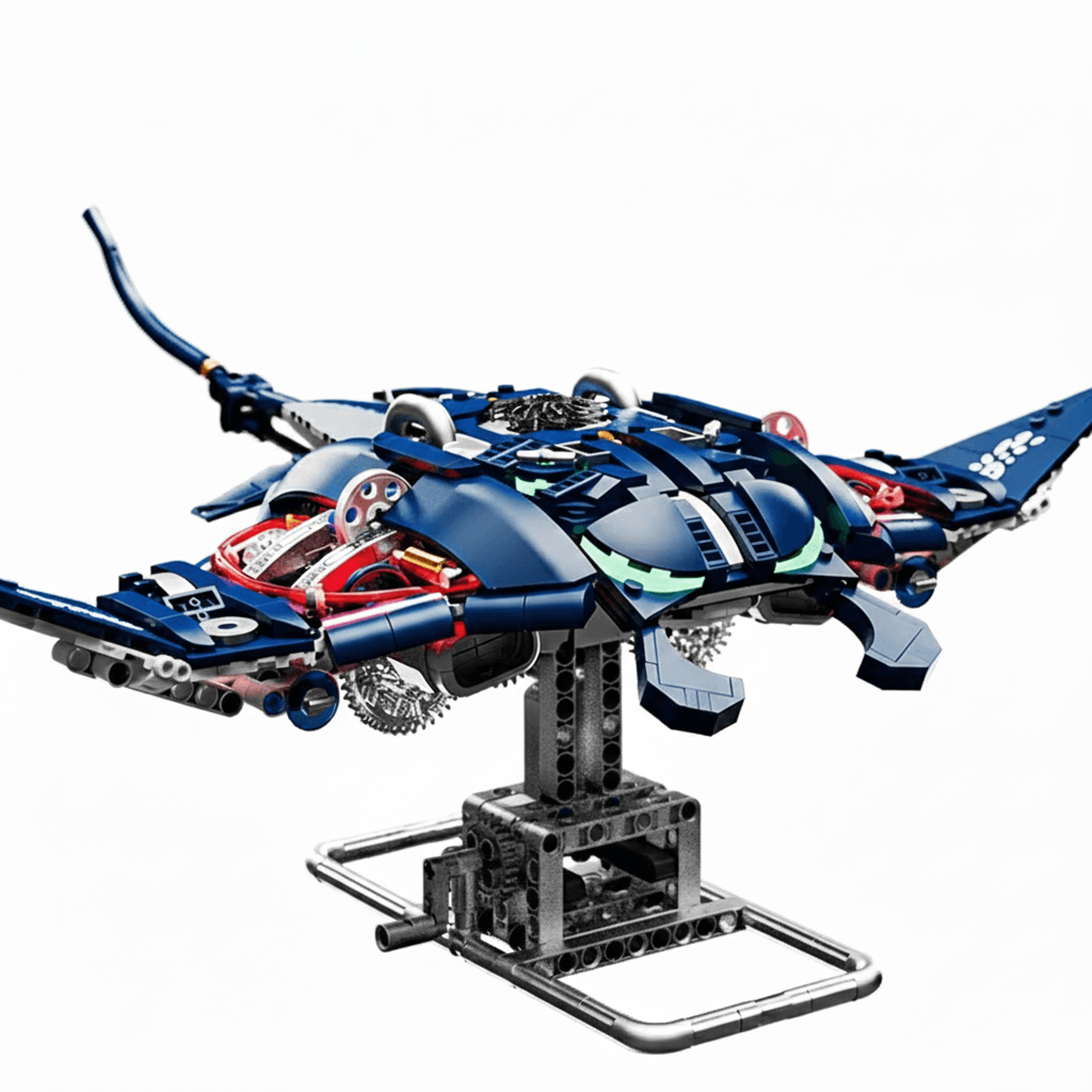diy manta ray robotic fish building blocks, mechanical model, perfect tabletop decoration gift for kids