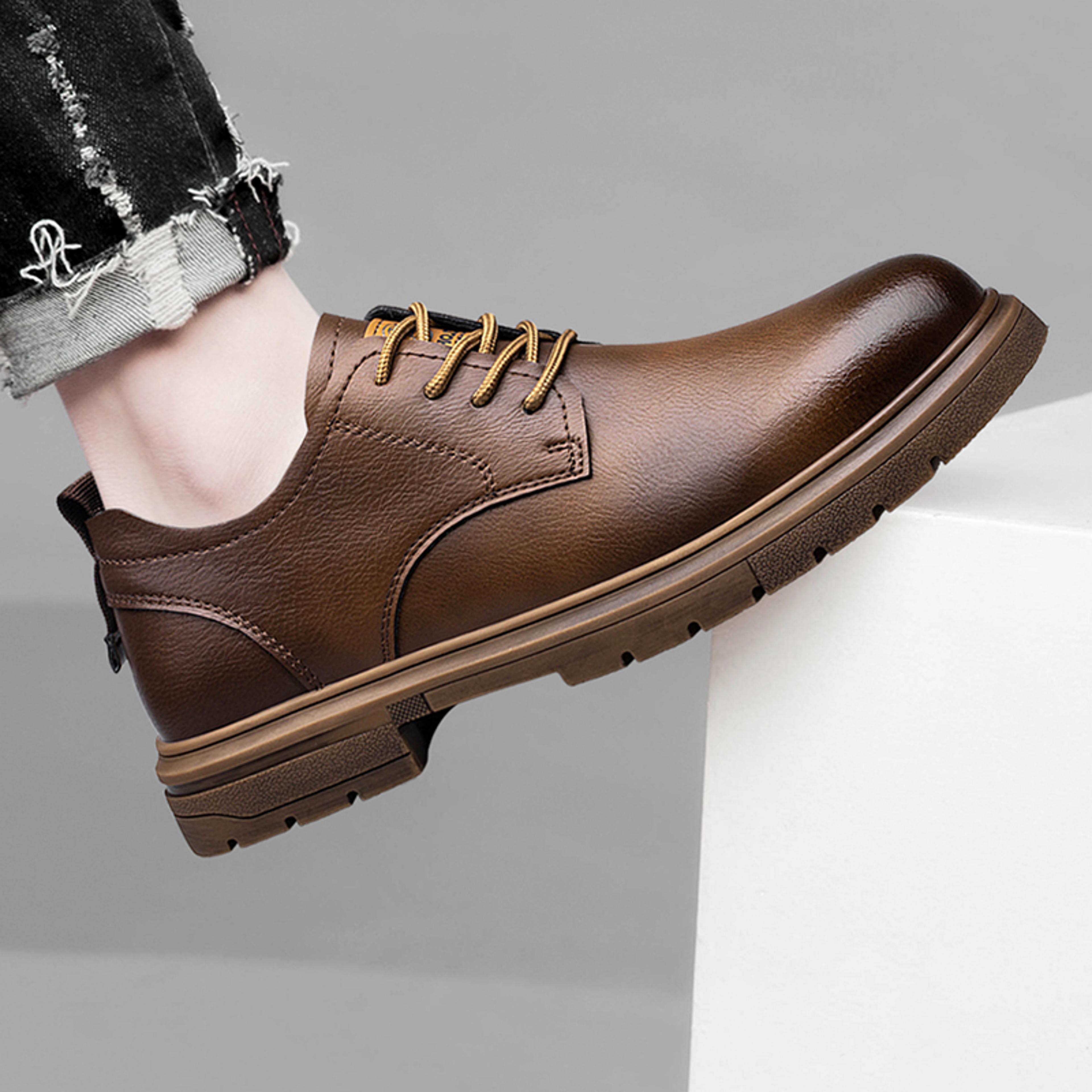 business casual handmade men's shoes, leather lace-up, soft sole, comfortable breathable