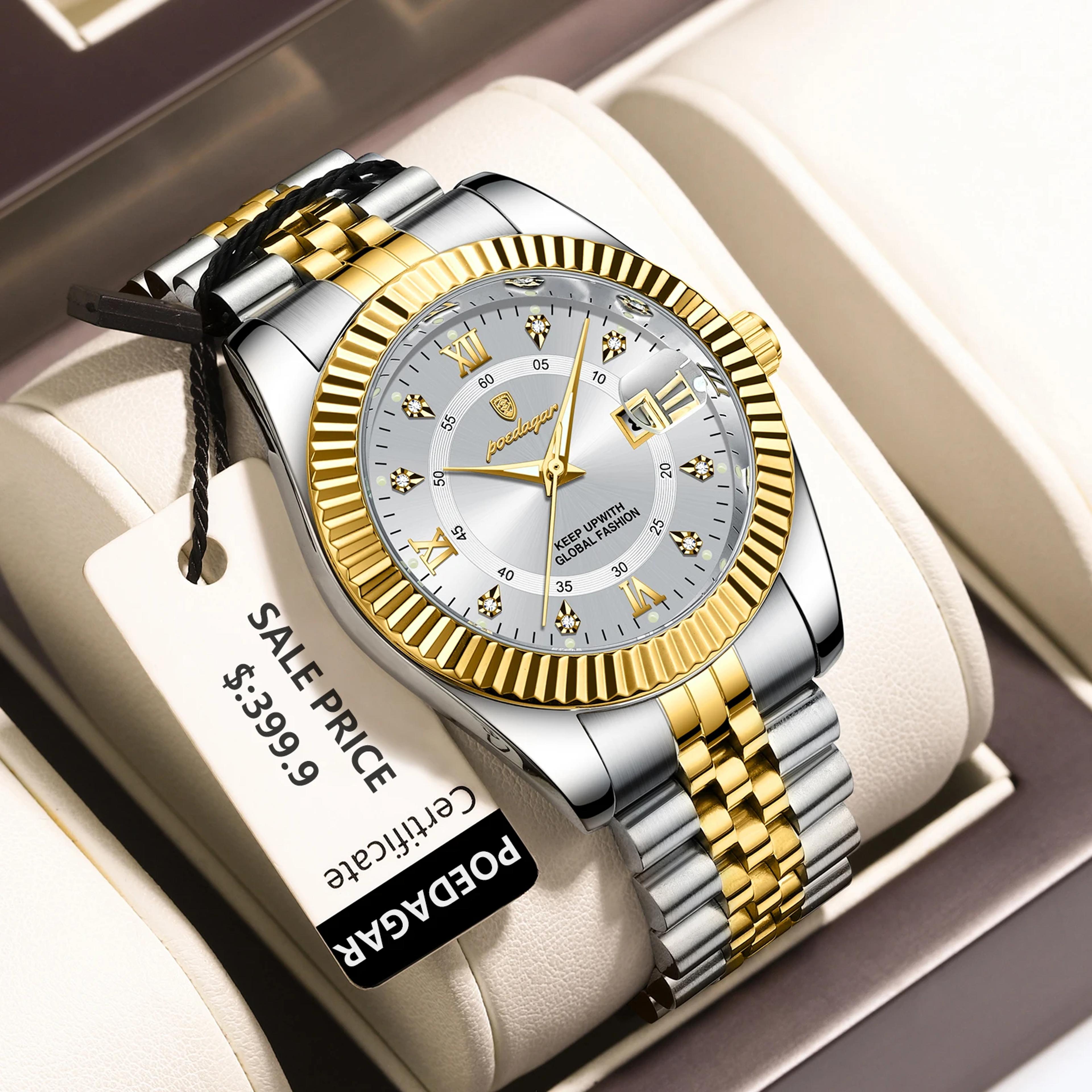 waterproof luxury men's quartz watch, military date wristwatch, stainless steel fashion watch