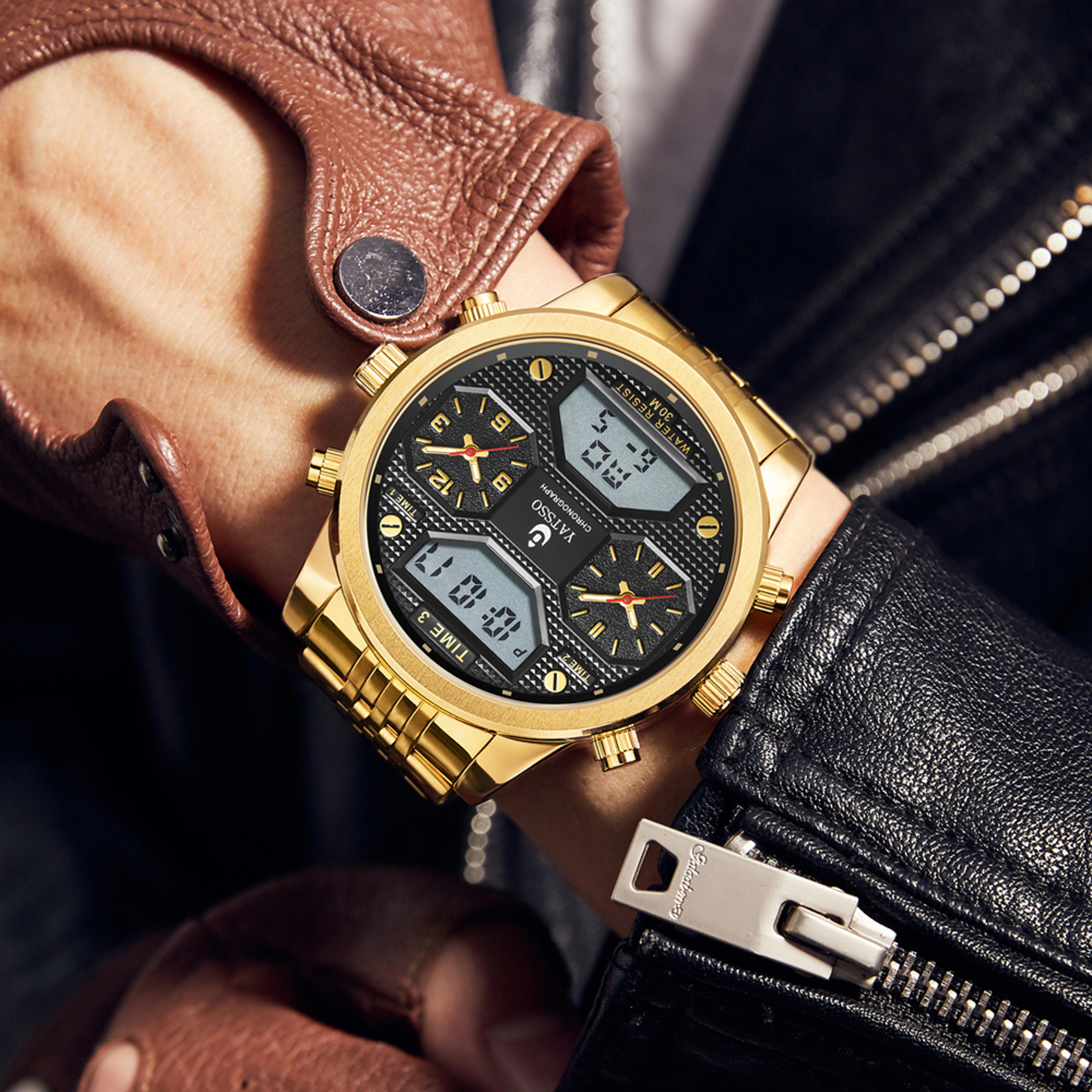 waterproof sports watches stainless steel bracelet quartz chronograph fashion luxury watches for men