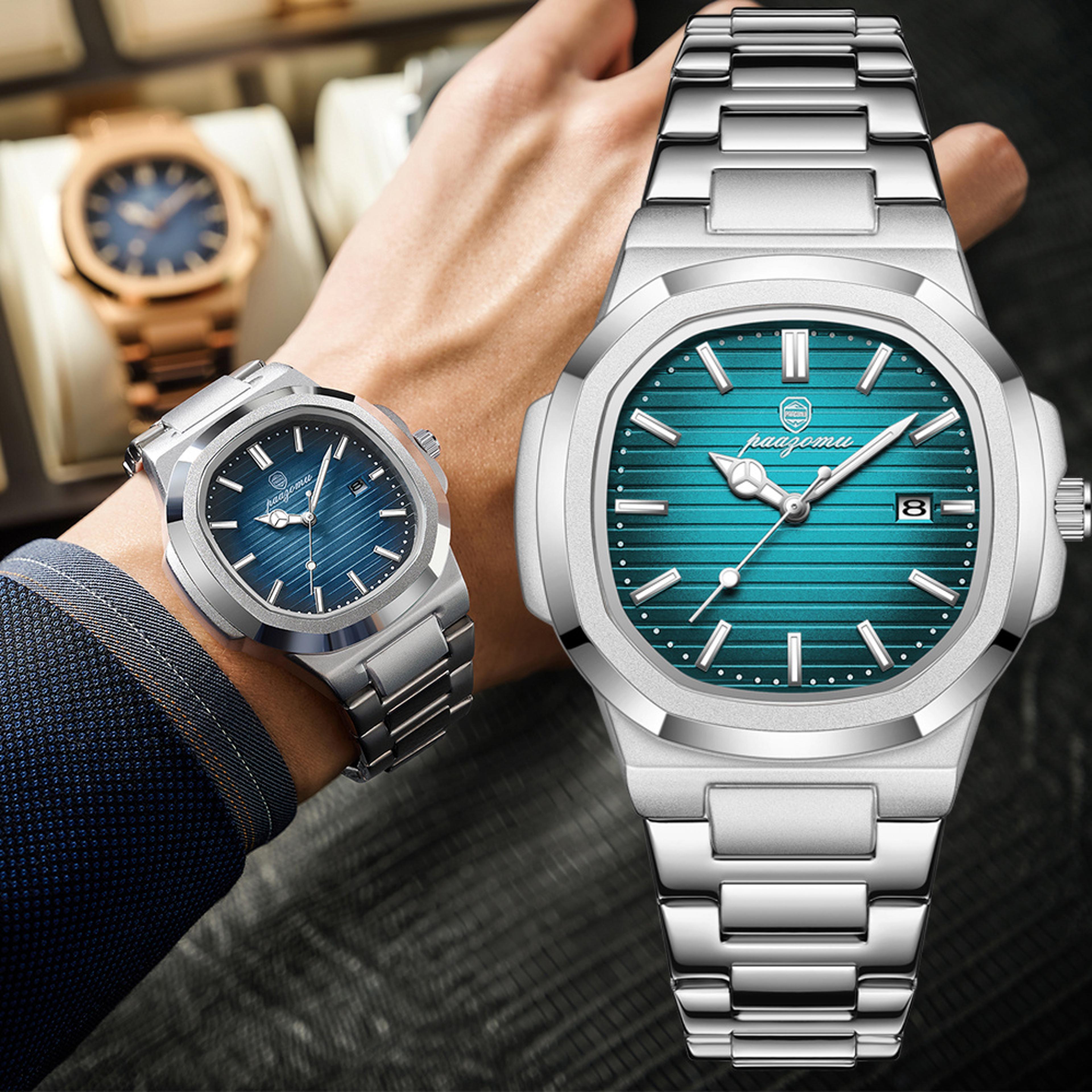 chronograph watch for men waterproof luminous, luxury man wristwatch, stainless steel men's quartz watches