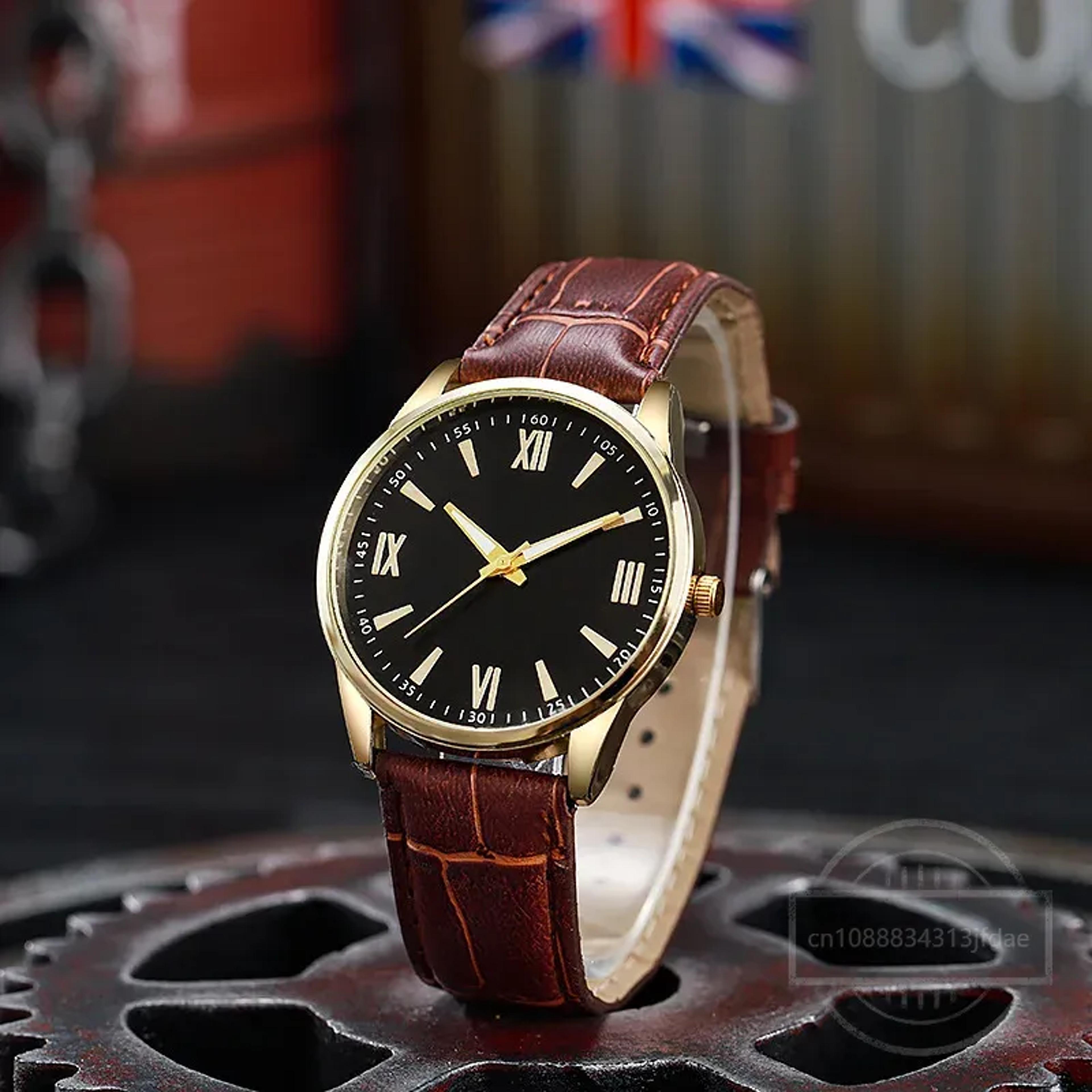 ultra thin luxury minimalist watch for men leather, casual business quartz wristwatch with leather band