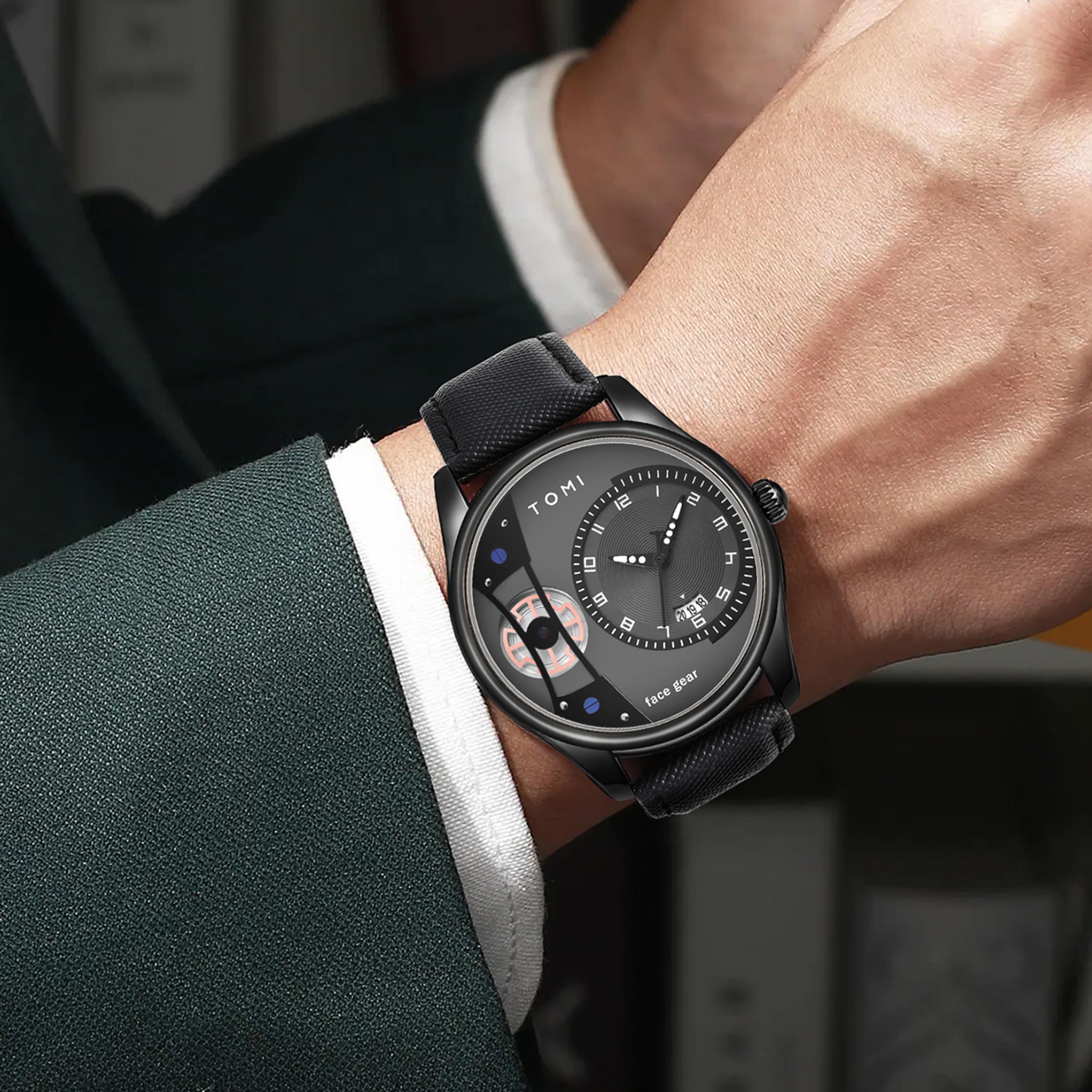 luxury quartz watch for men, men's minimalist business quartz watch, double strap detachable gift