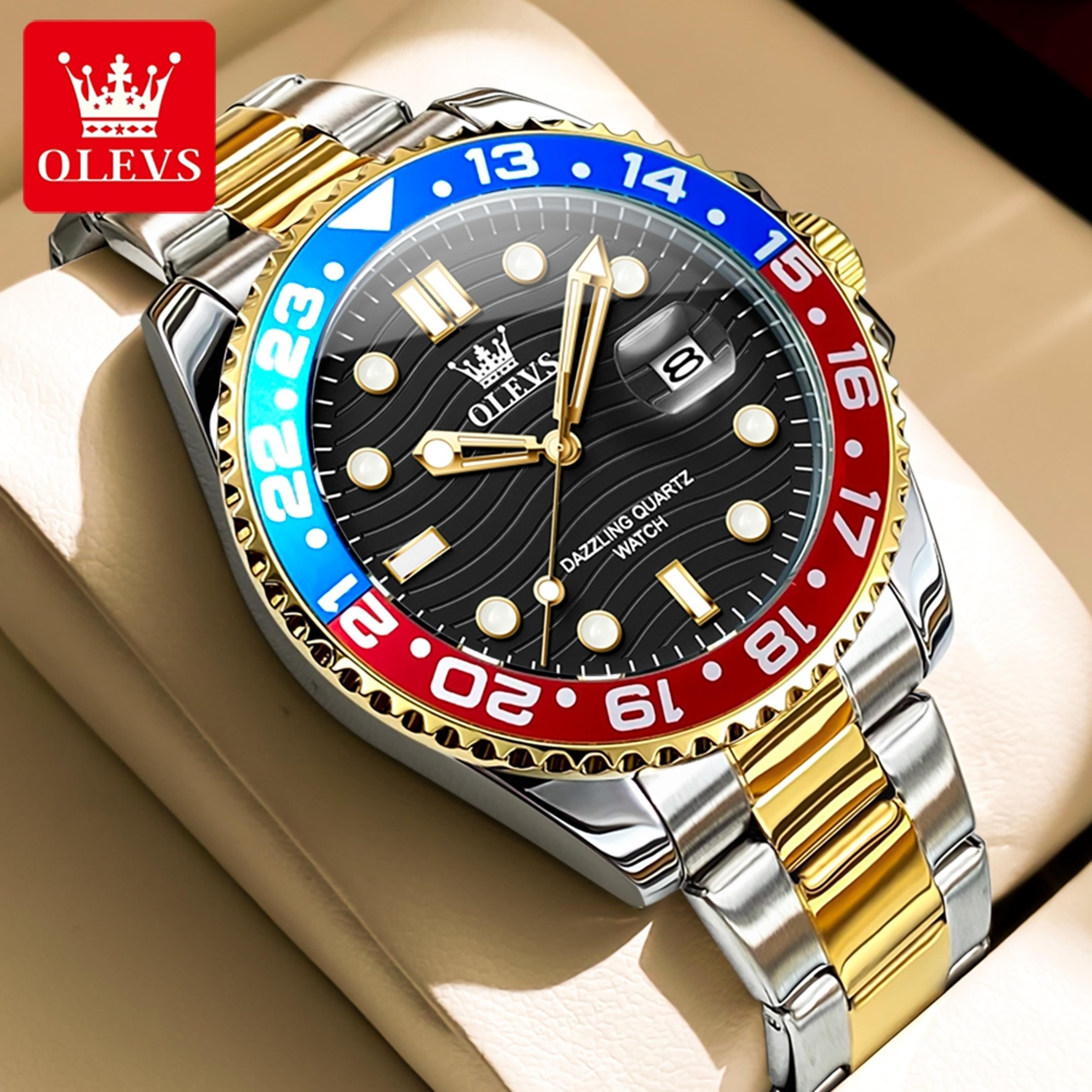 waterproof calendar luminous quartz watch, original luxury men's watches, stainless steel authentic watch for man