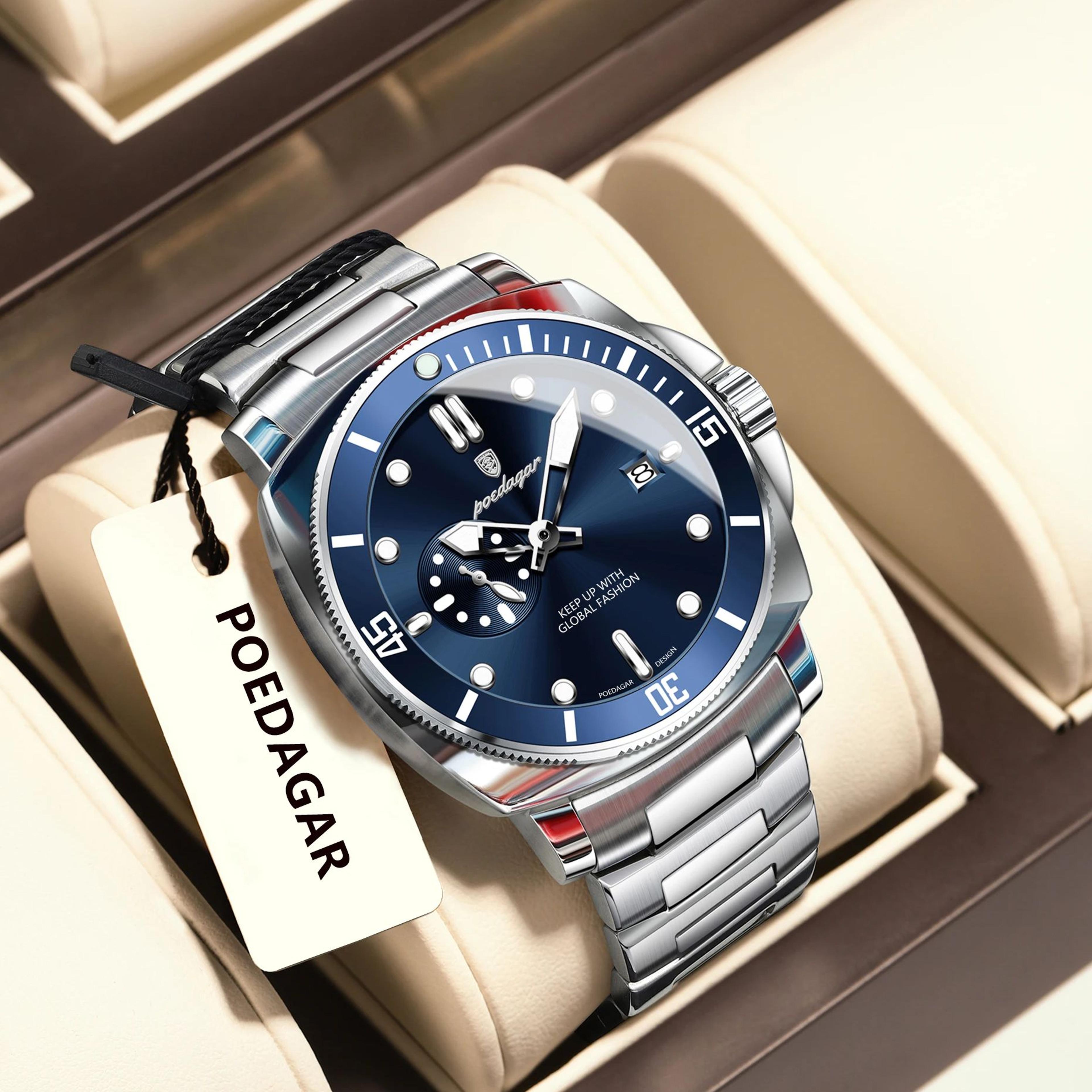 waterproof luminous date men's watches stainless steel business quartz luxury wristwatch for men