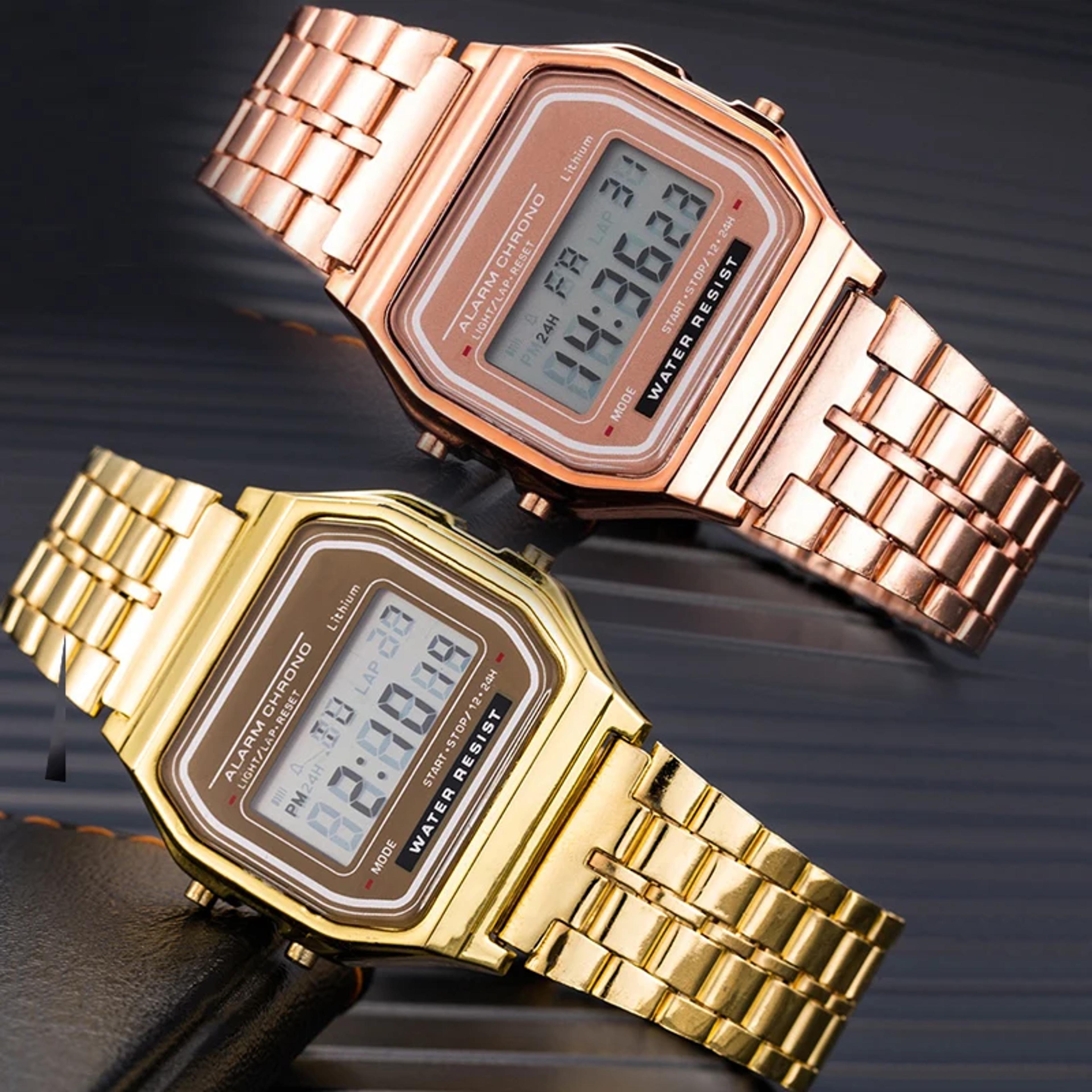 retro luxury digital watch for men and women, waterproof stainless steel sports military wrist watch, electronic clock