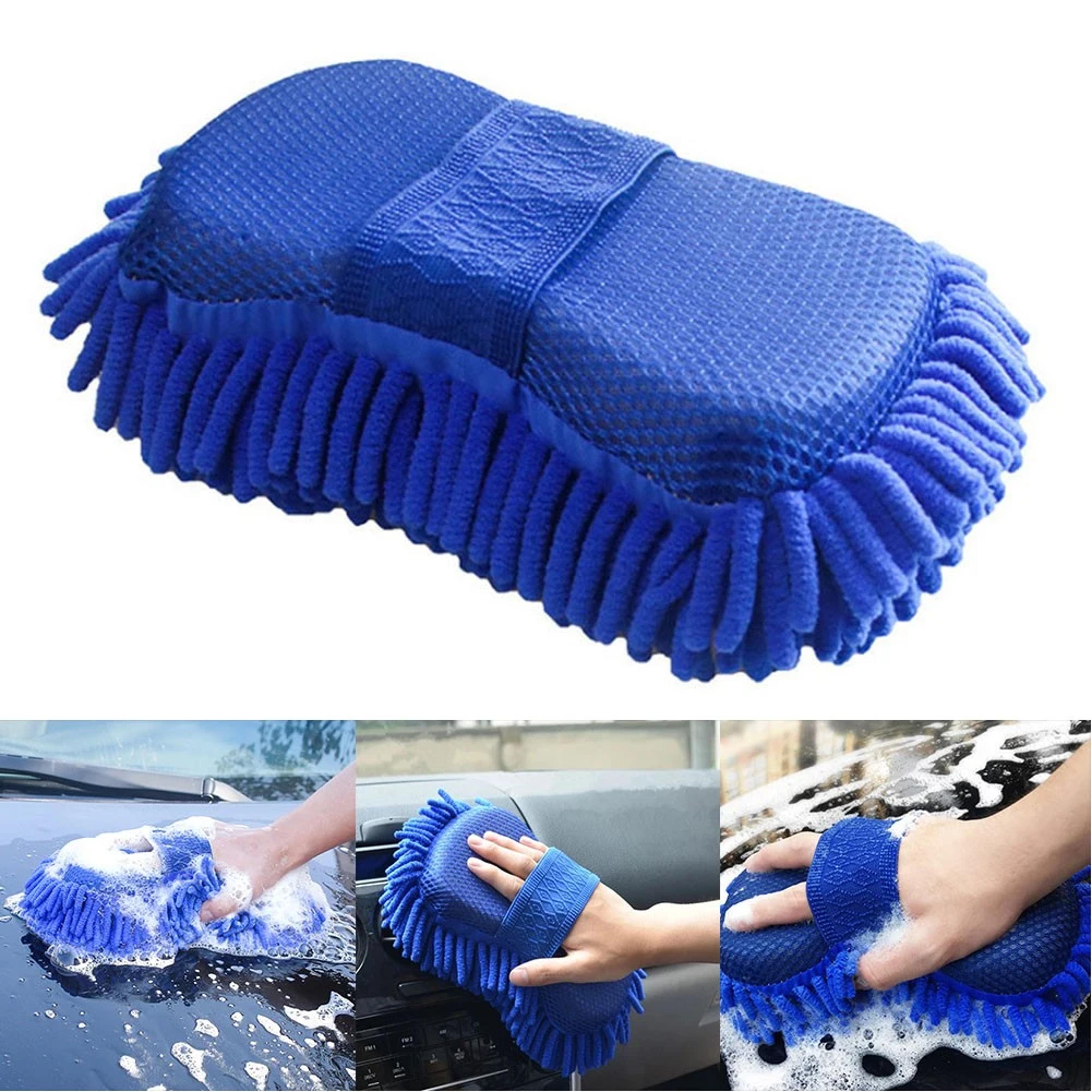 microfiber car wash sponge, auto blue chenille cleaning brush, towel glove styling accessories