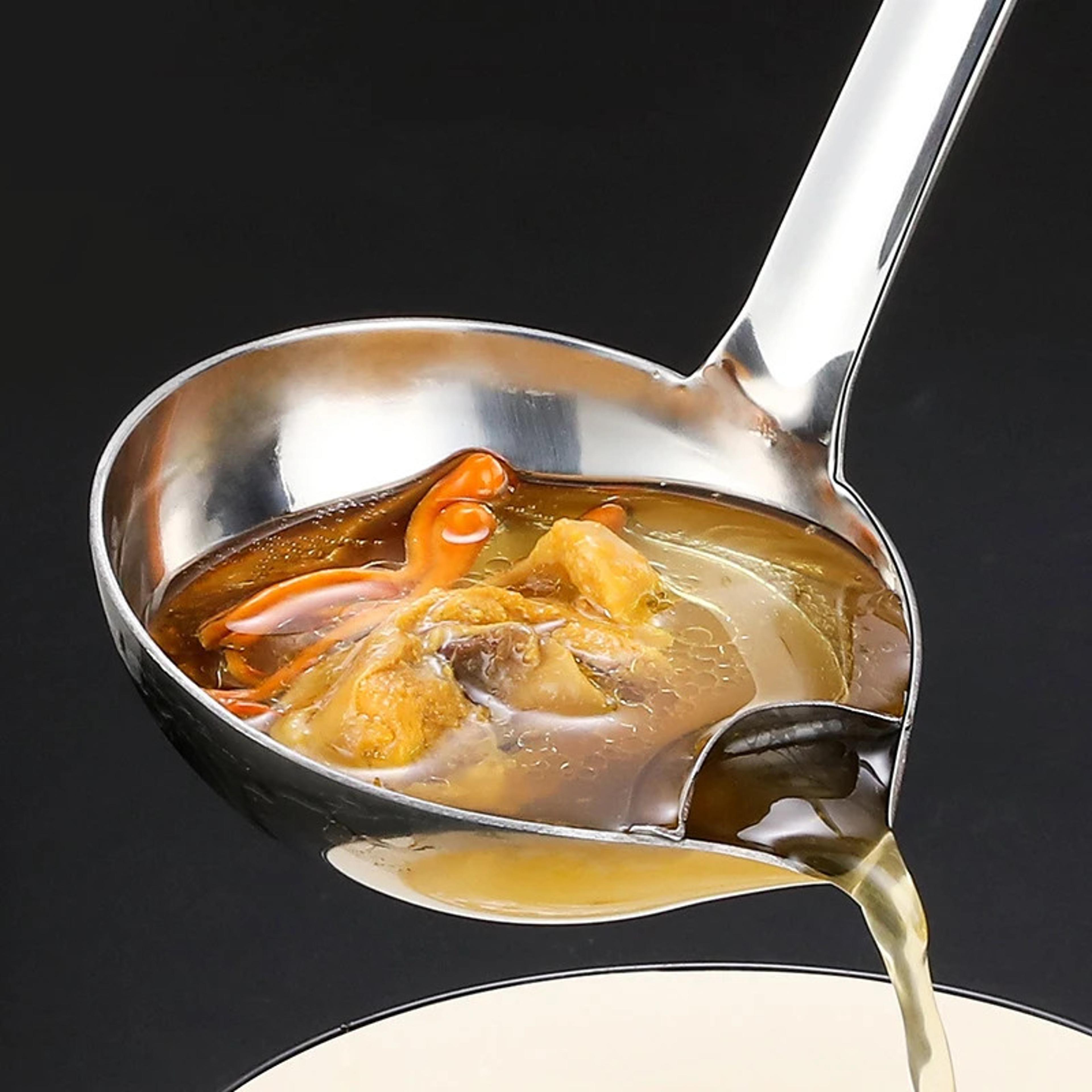 ladles skimmer spoon, stainless steel soup fat oil separator, soup colander with heat insulation anti-scalding