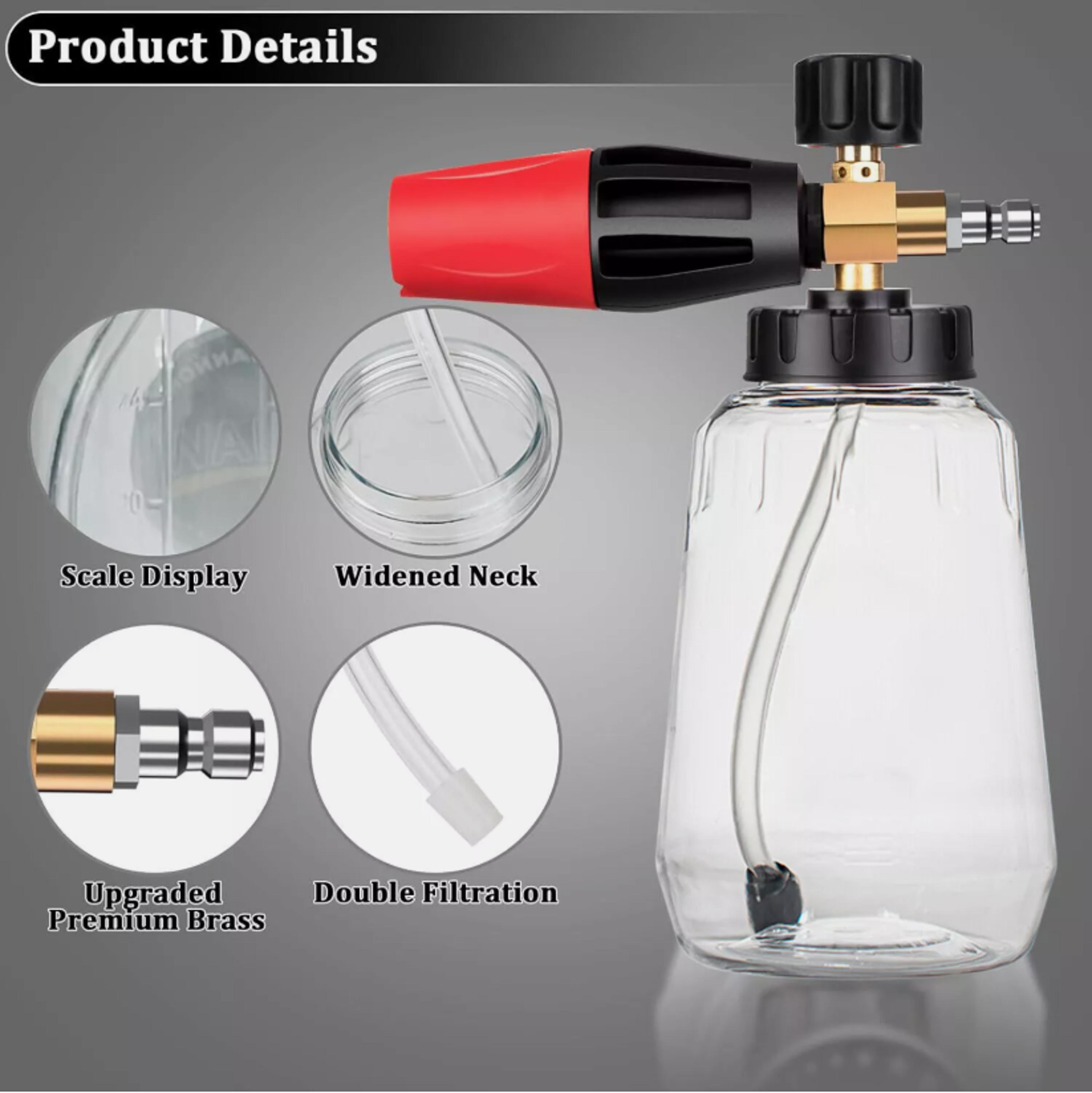 car wash foam cannon gun, soap lance sprayer pressure washer bottle, large-mouth pot for car cleaning