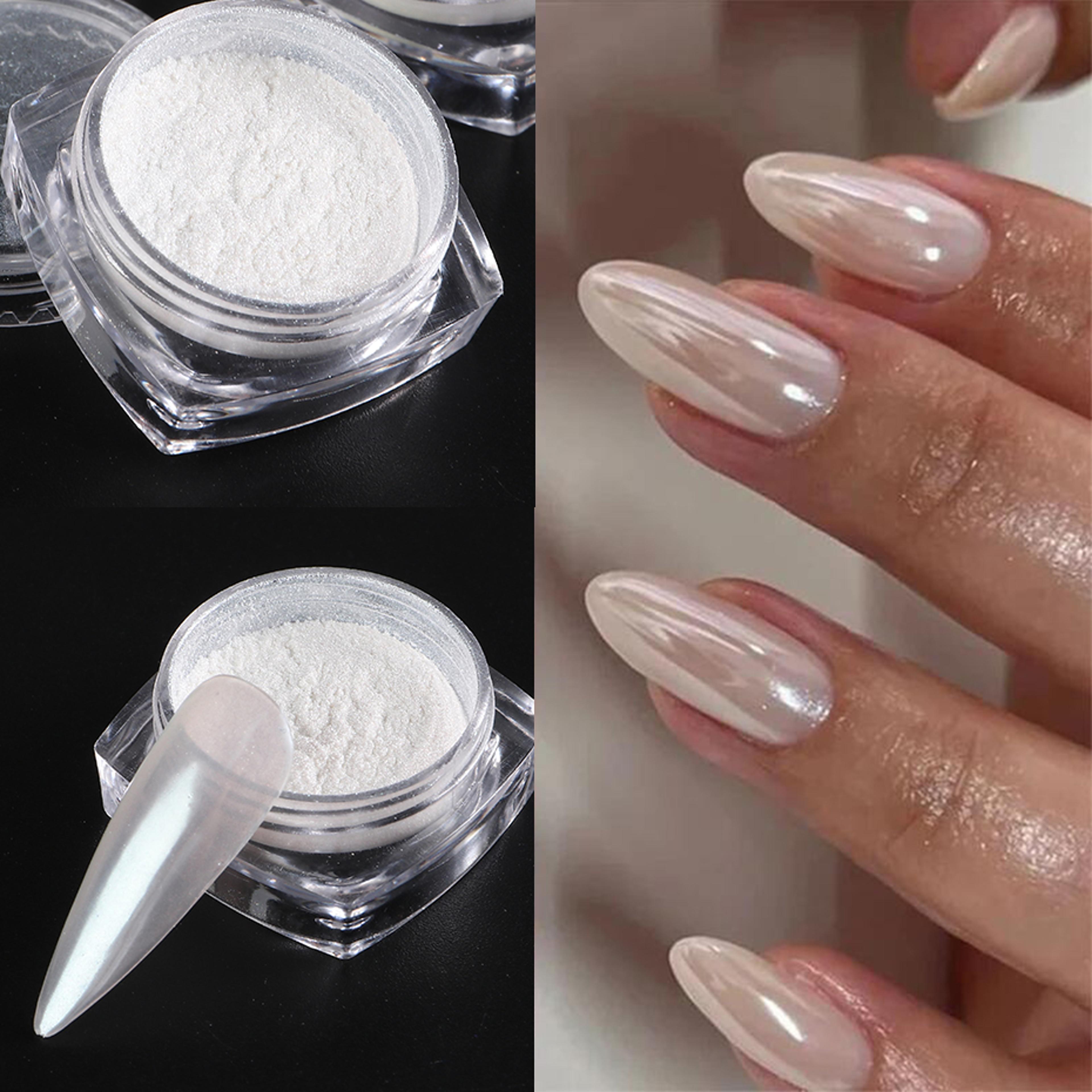 chrome aurora white rubbing powder, moonlight pearl white nails glitter, mirror pigment for nail art decoration