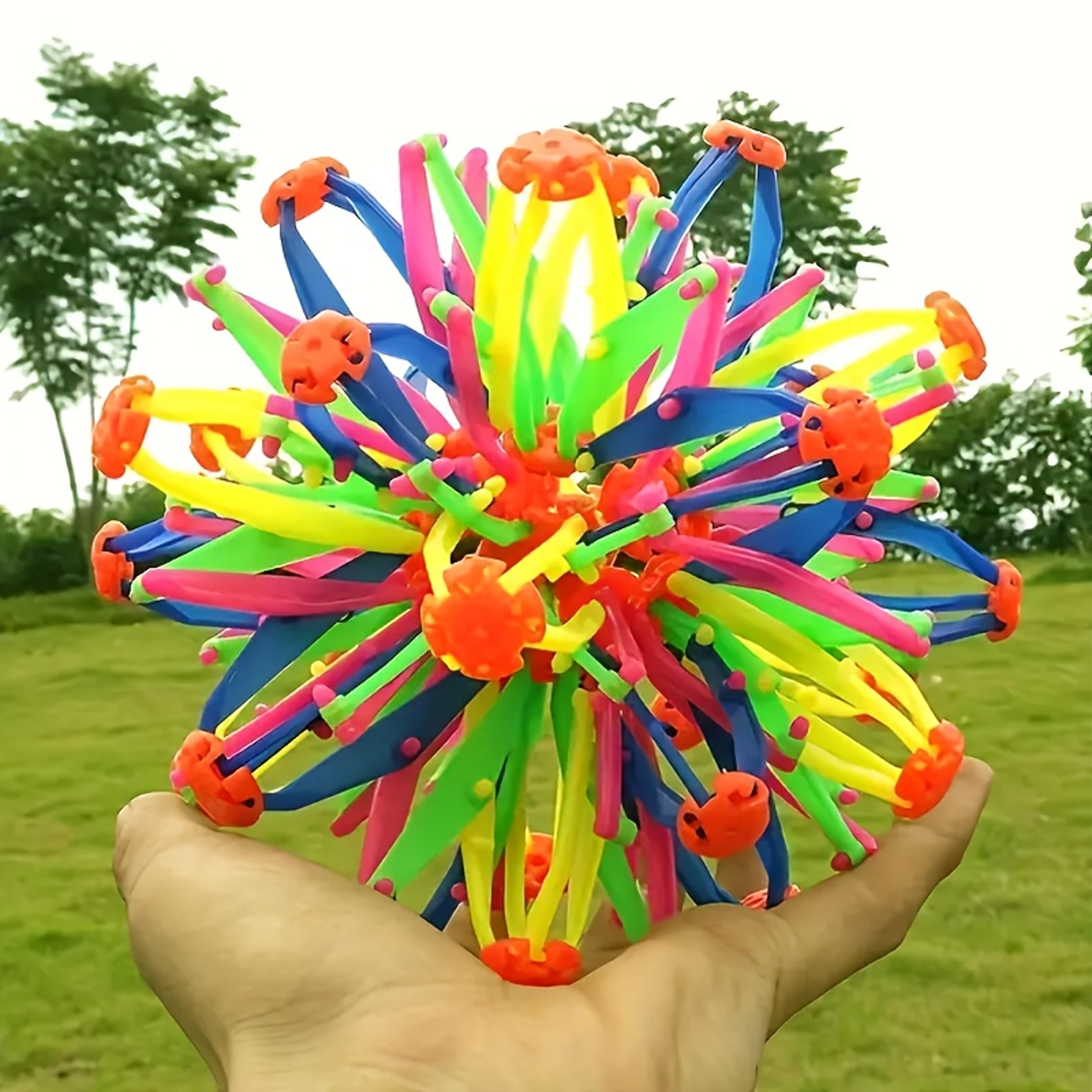 durable plastic magic balls, colorful expandable stress ball rainbow sensory fidget ball for kids