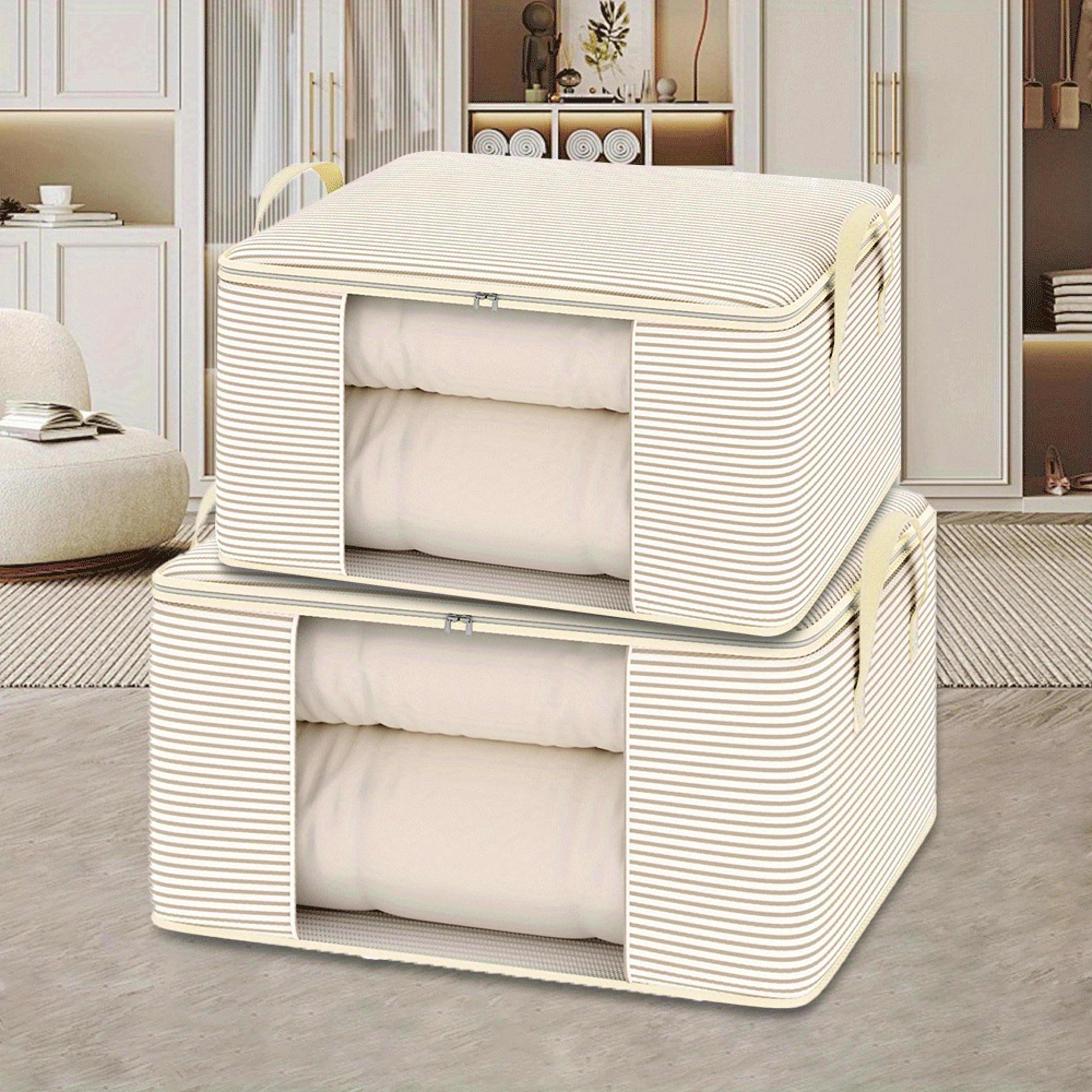 thickened zipper organizer, large capacity storage bag, foldable dustproof quilt clothes storage bag