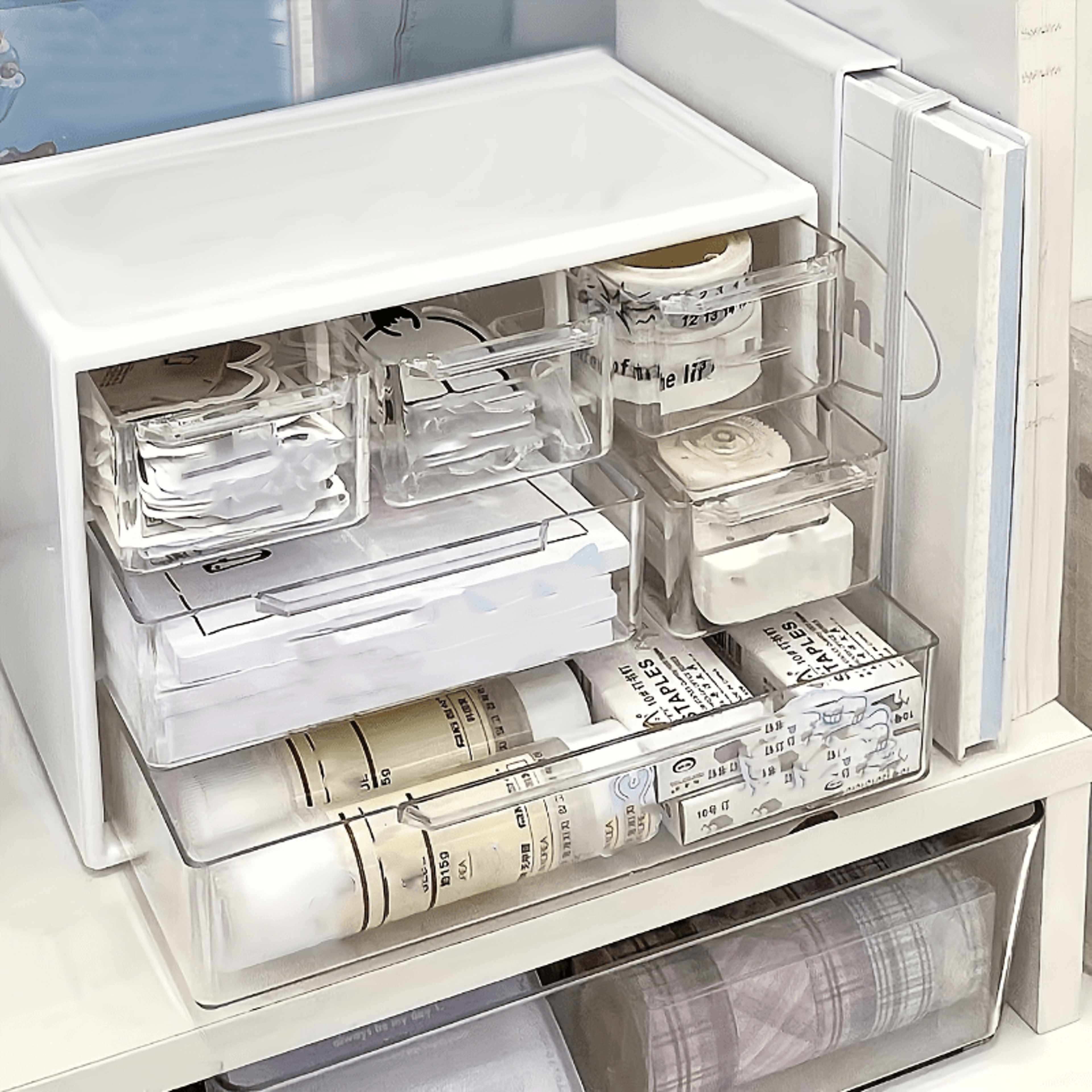 transparent organizer for hair clips, jewelry, keys, small tools, dustproof clear plastic desktop mini storage box