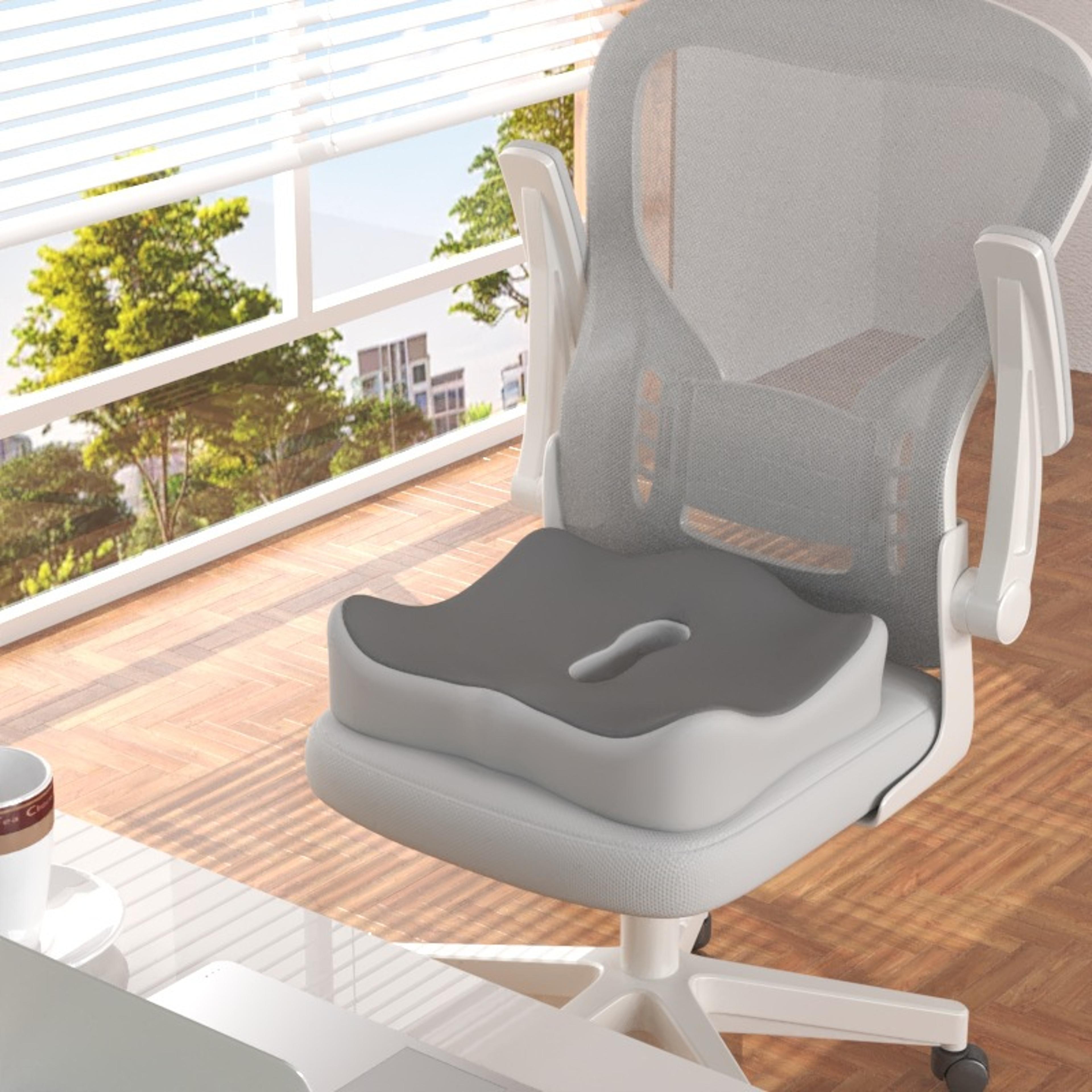 3d ergonomic support light green & grey, memory foam seat cushion, car office essentials home decor, washable polyester