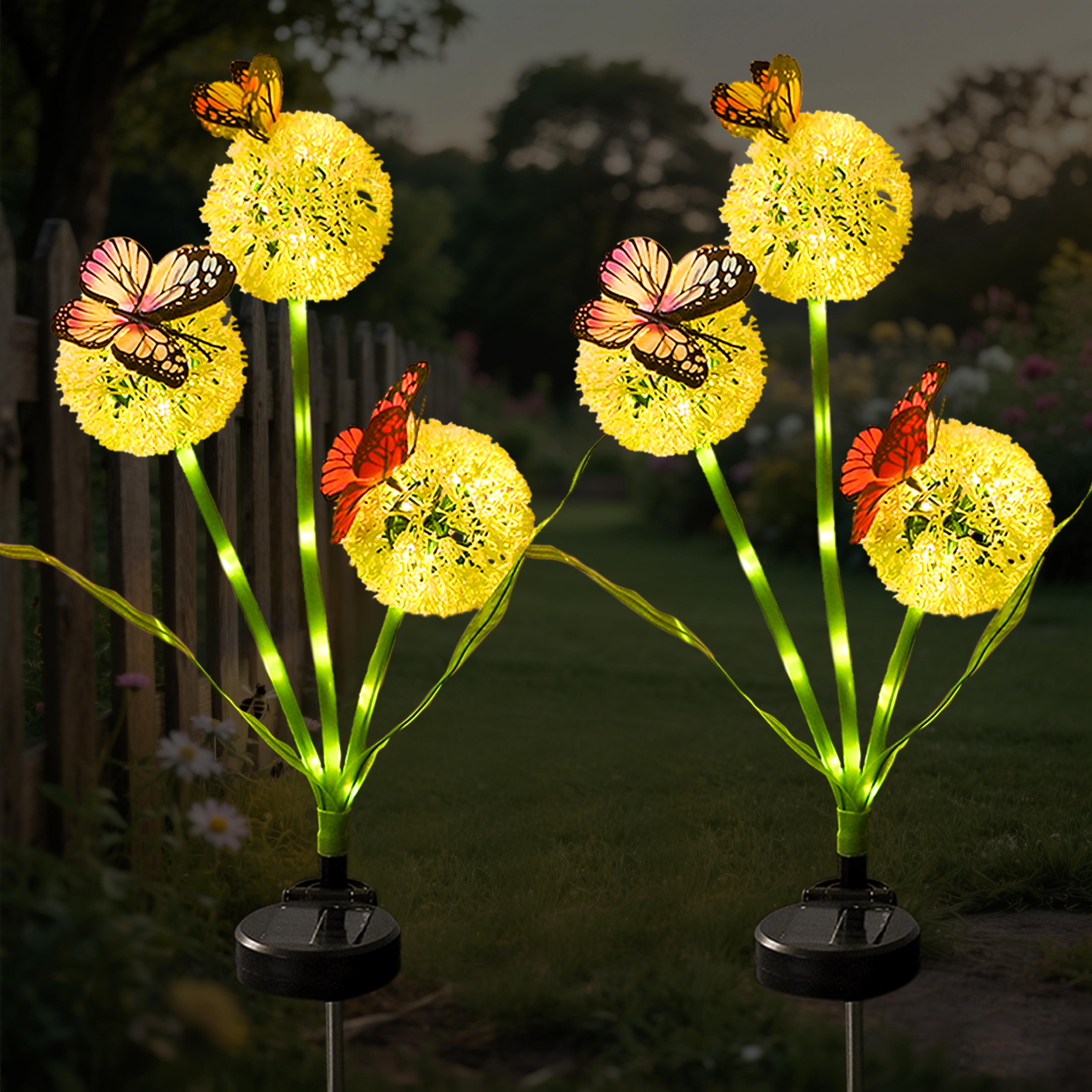 waterproof outdoor solar light, solar butterfly dandelion light for courtyard, lawn, garden decoration