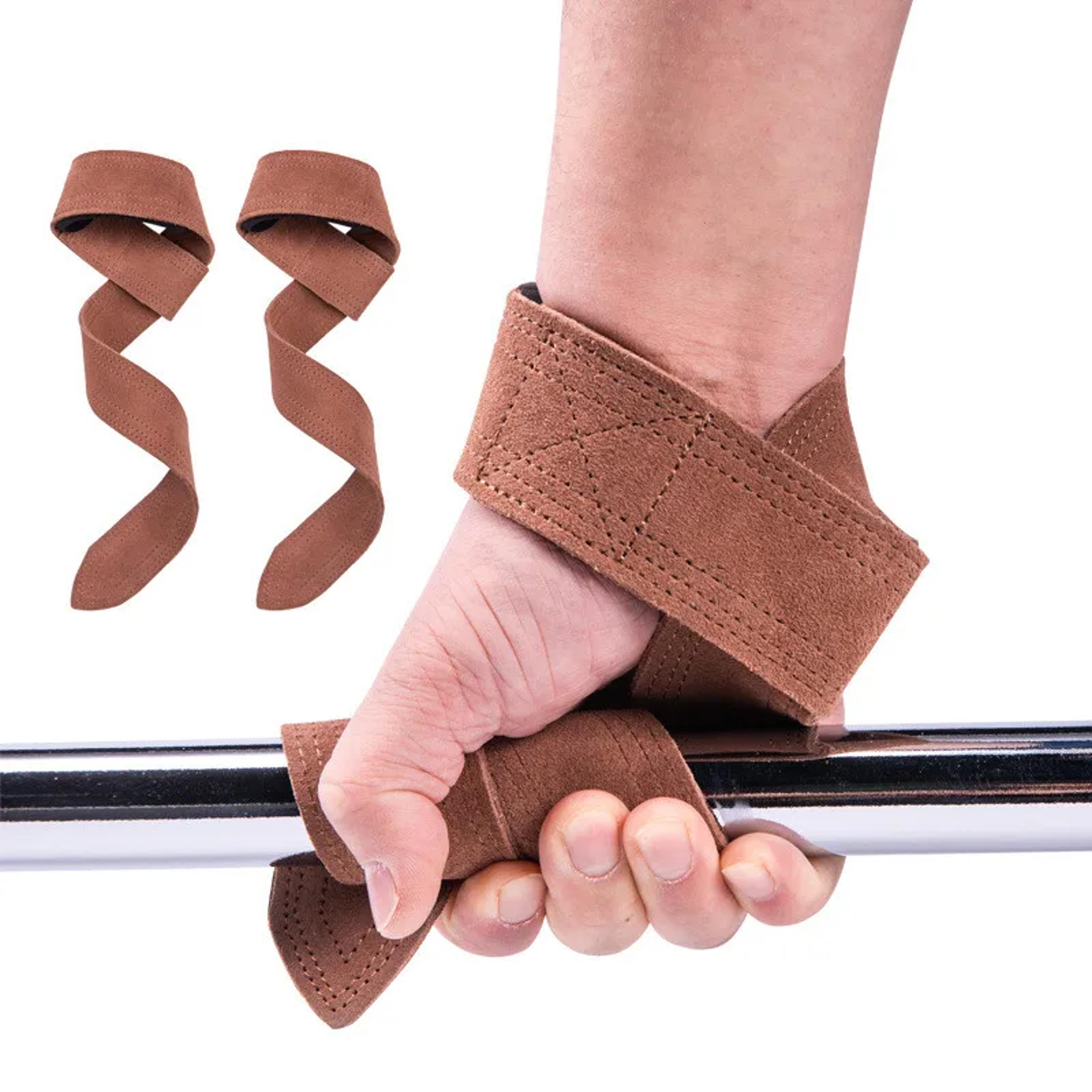 leather weight lifting wrist straps, non-slip grip gym training