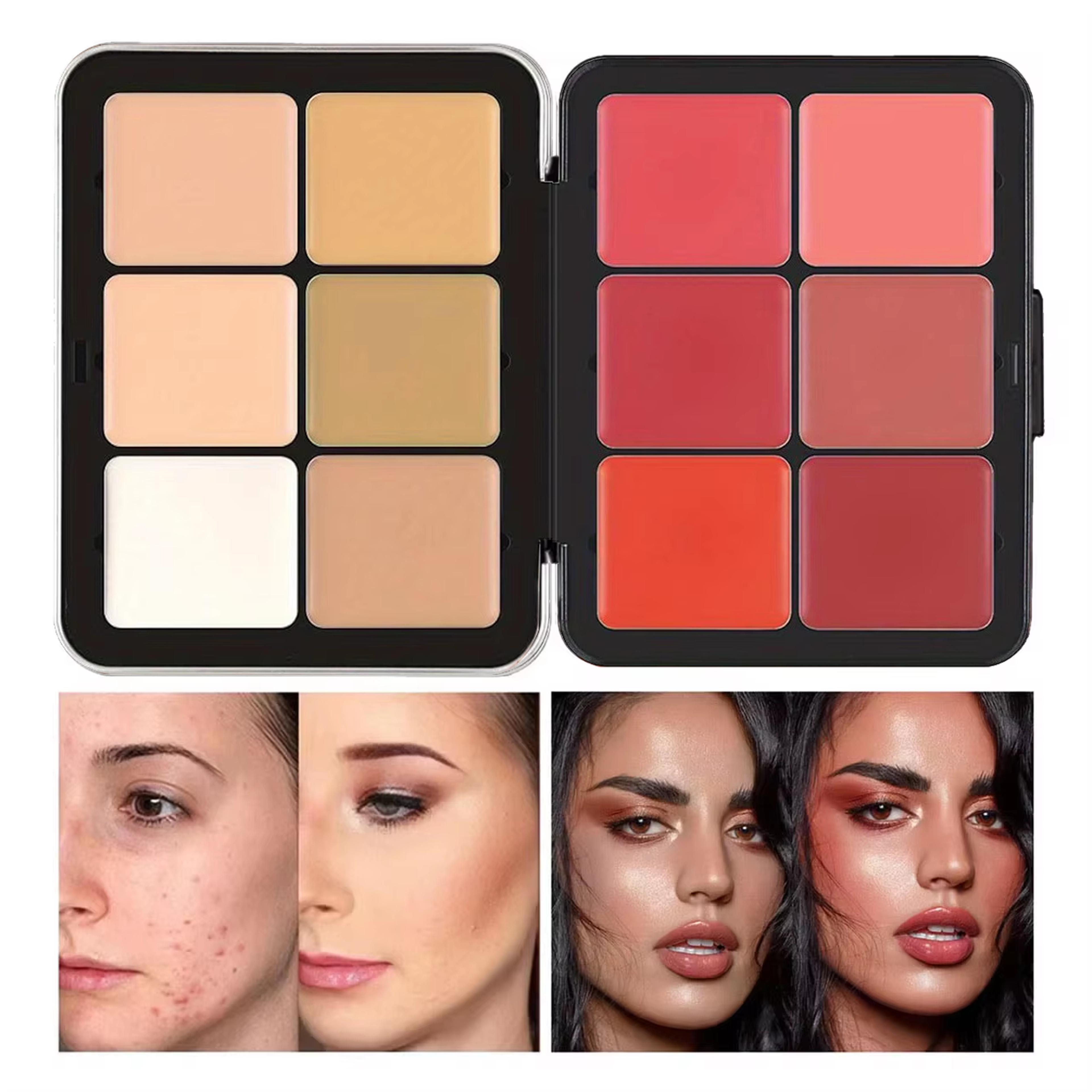12-color iron box concealer blush cream palette, matte contour & highlight makeup
