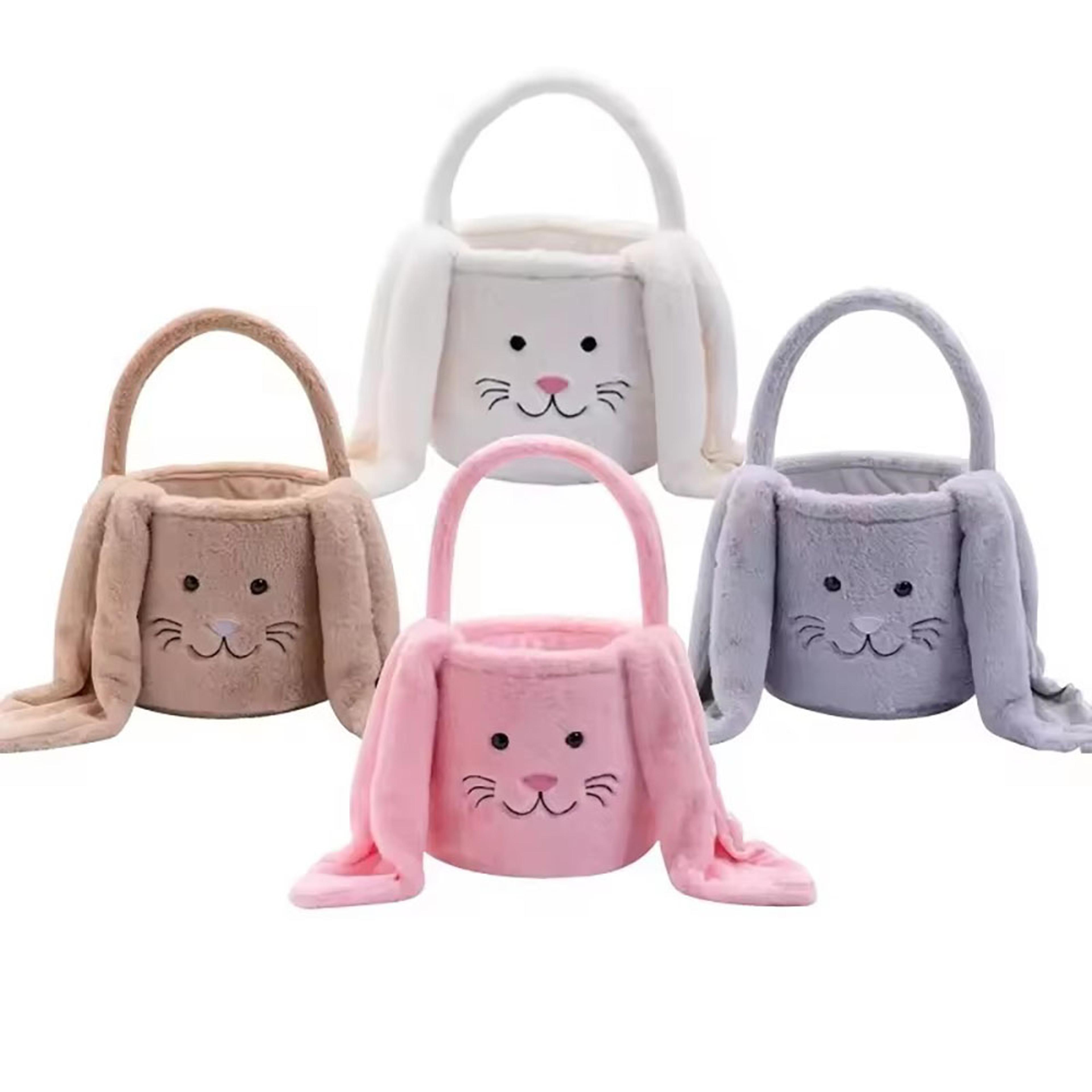 lovely easter bunny basket, plush candy carry basket, bunny gift basket