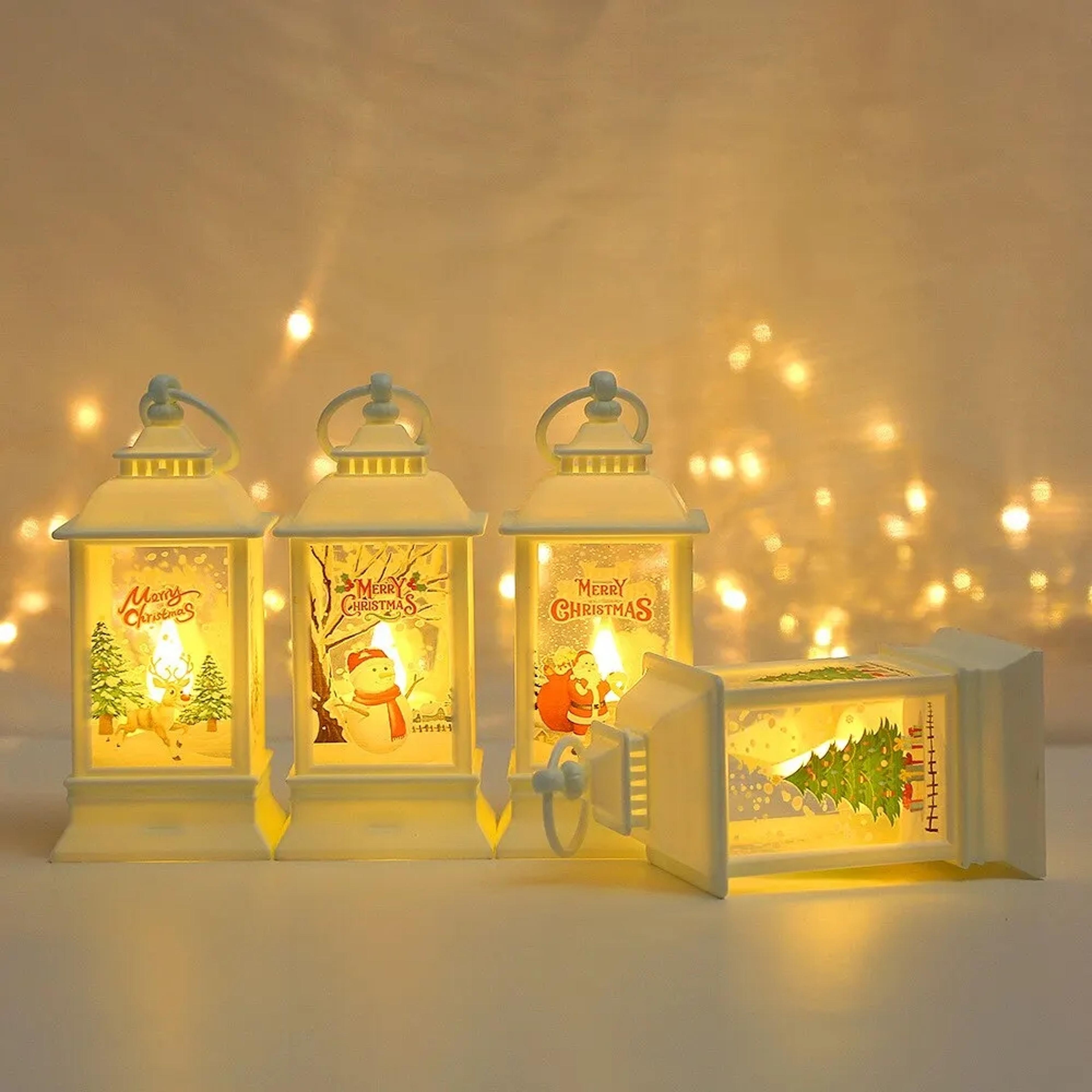 old man snowman christmas wind lamp, candlestick night lamp desktop decorations