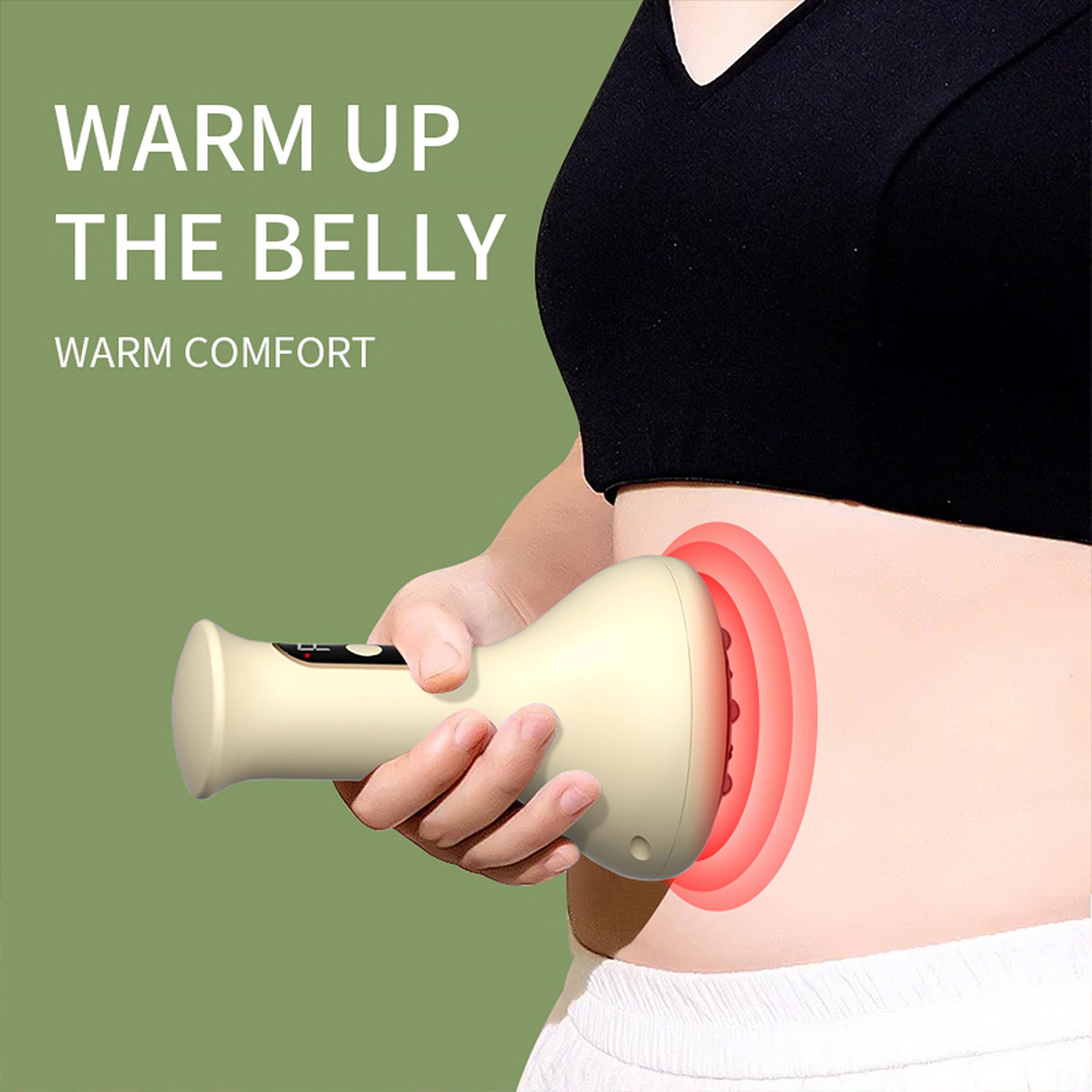 handheld usb rechargeable abdominal massager, hot compress, guasha cupping intensity, arm and leg massage