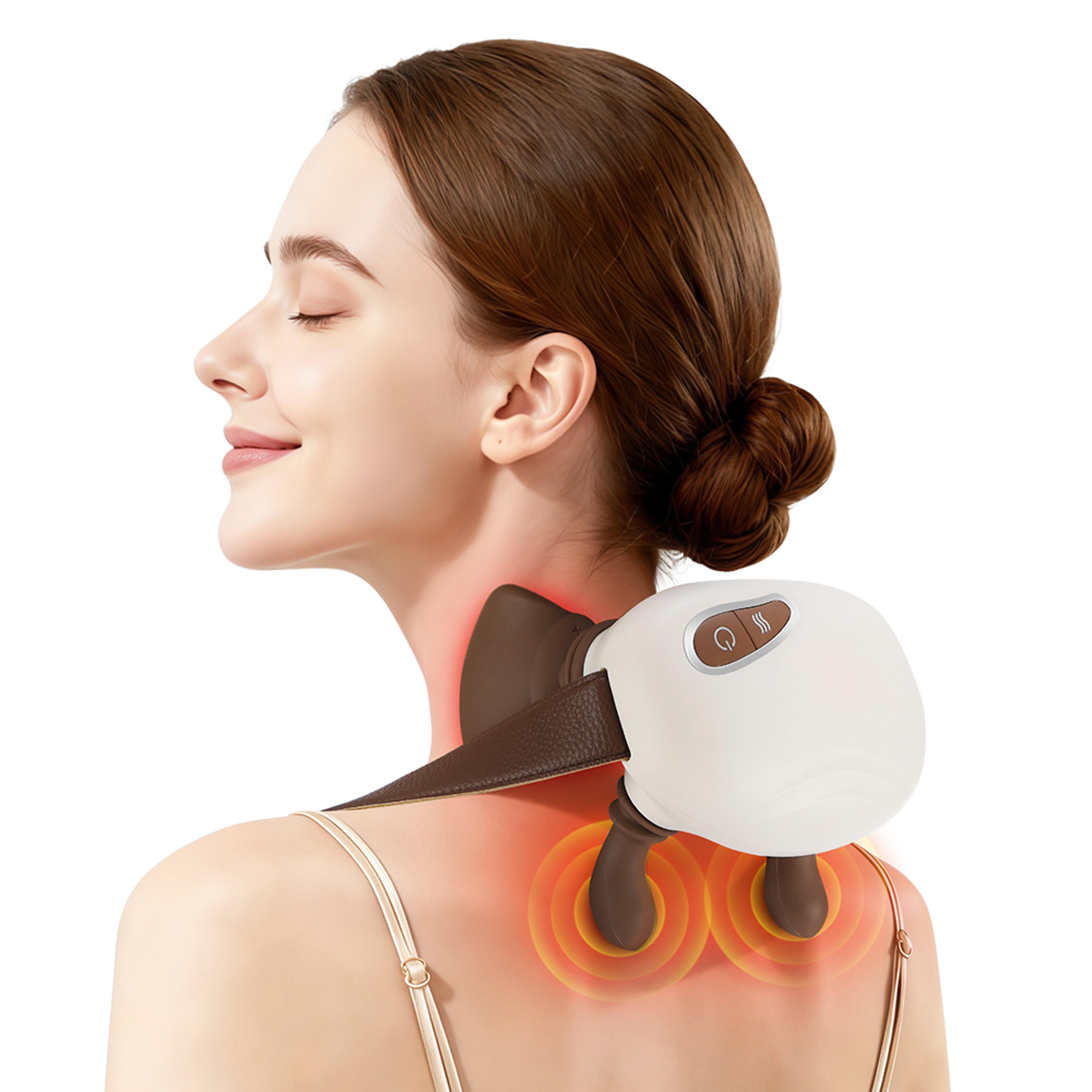 wireless neck cervical hot compress, 4d bionic finger neck shoulder massager, trapezius kneading massage shawl