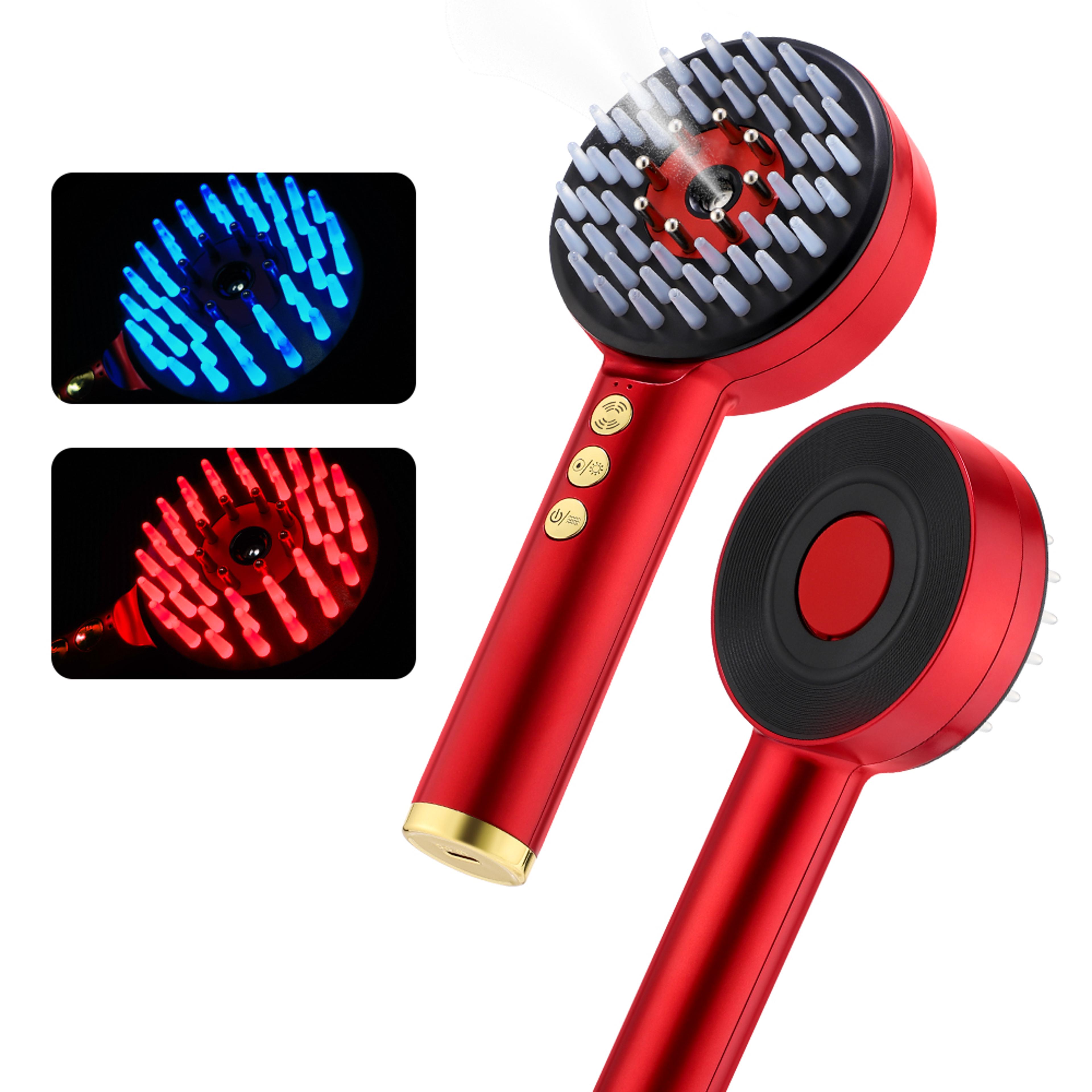 red light laser comb for hair follicle hair, 3 modes electric massage comb portable, oil applicator