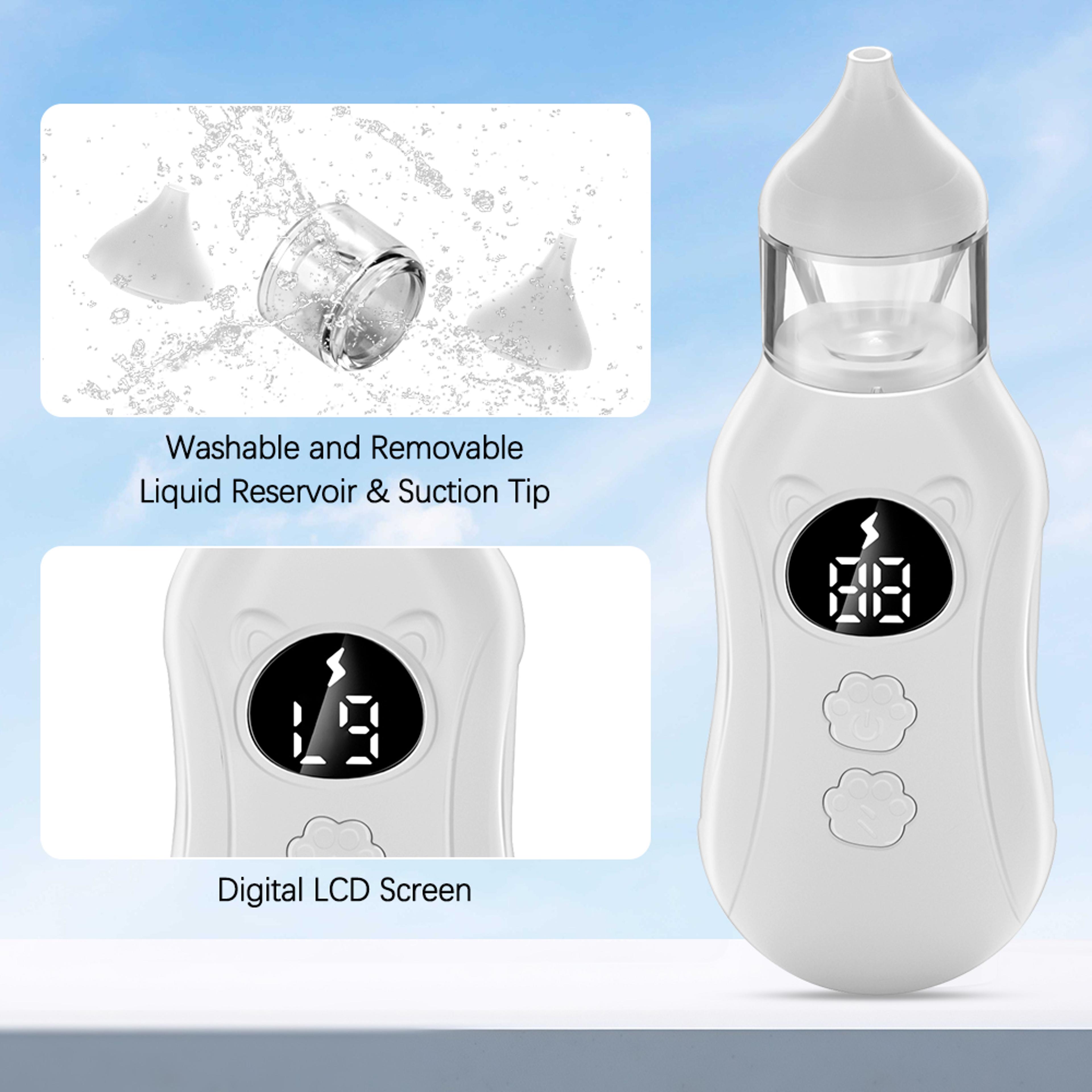 rechargeable baby electric nasal aspirator, low noise, 9 suction levels, snot booger mucus remover for infant