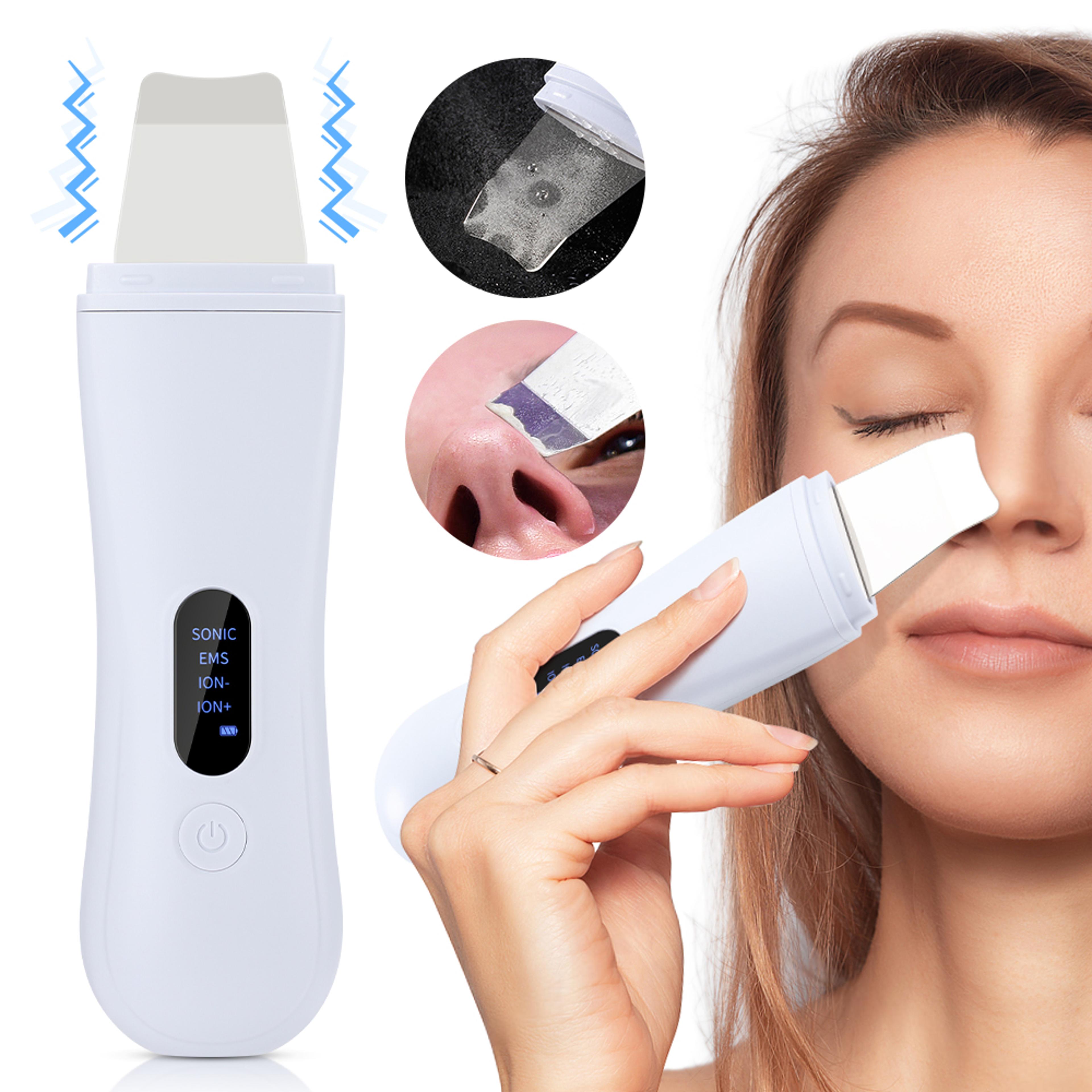 facial spatula, ultrasonic skin scrubber, deep cleansing tool, blackhead remover, pore facial cleaner