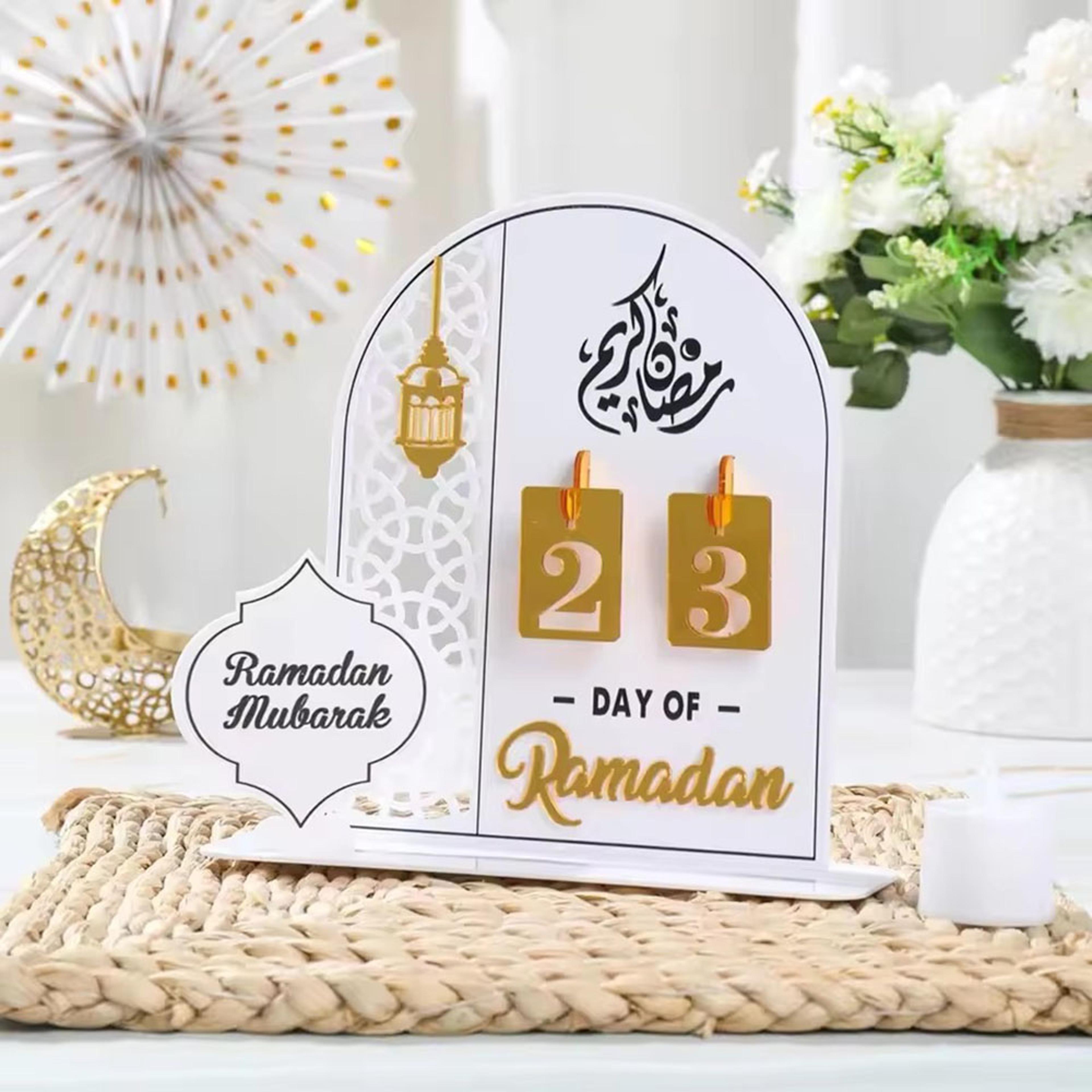 ramadan countdown calendar acrylic eid mubarak ornament, kareem ramadan decoration for home islamic muslim decor