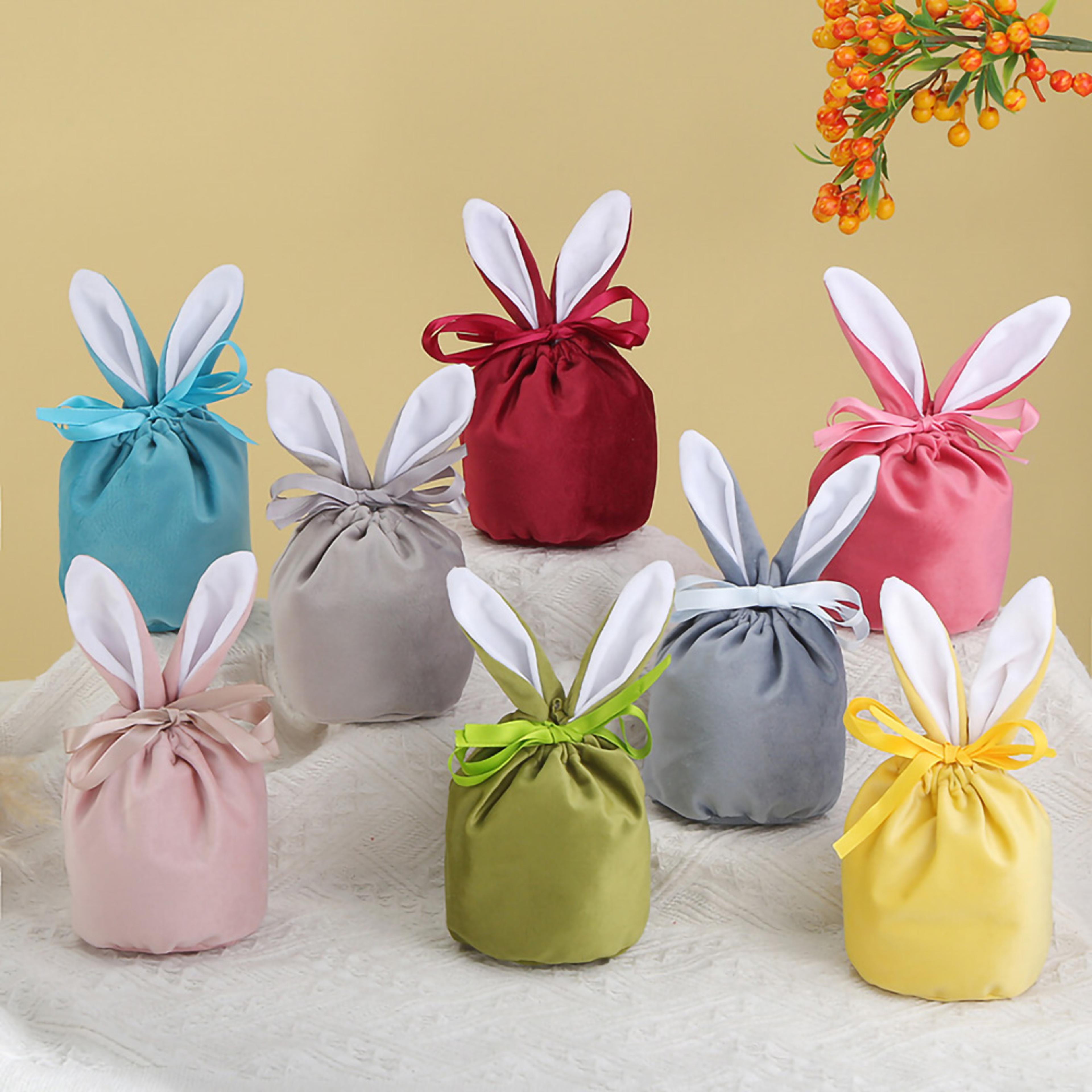 cloth pouch easter rabbit ears, cute bunny gift bags, chocolate bags for wedding, birthday, party favor