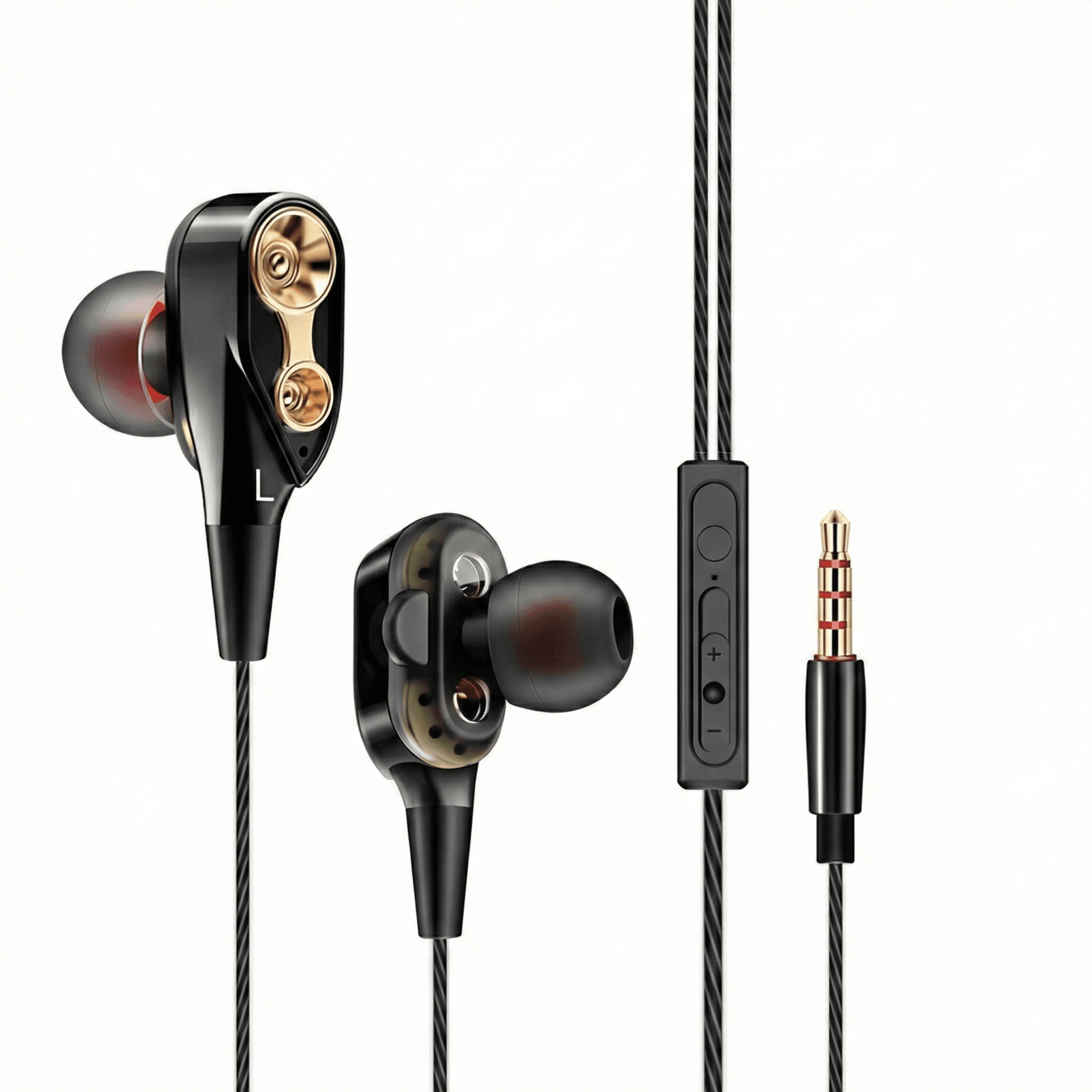 hifi wired earphone 3.5mm in ear 4d copper driver, bass stereo music earbuds with mic for sport headphone