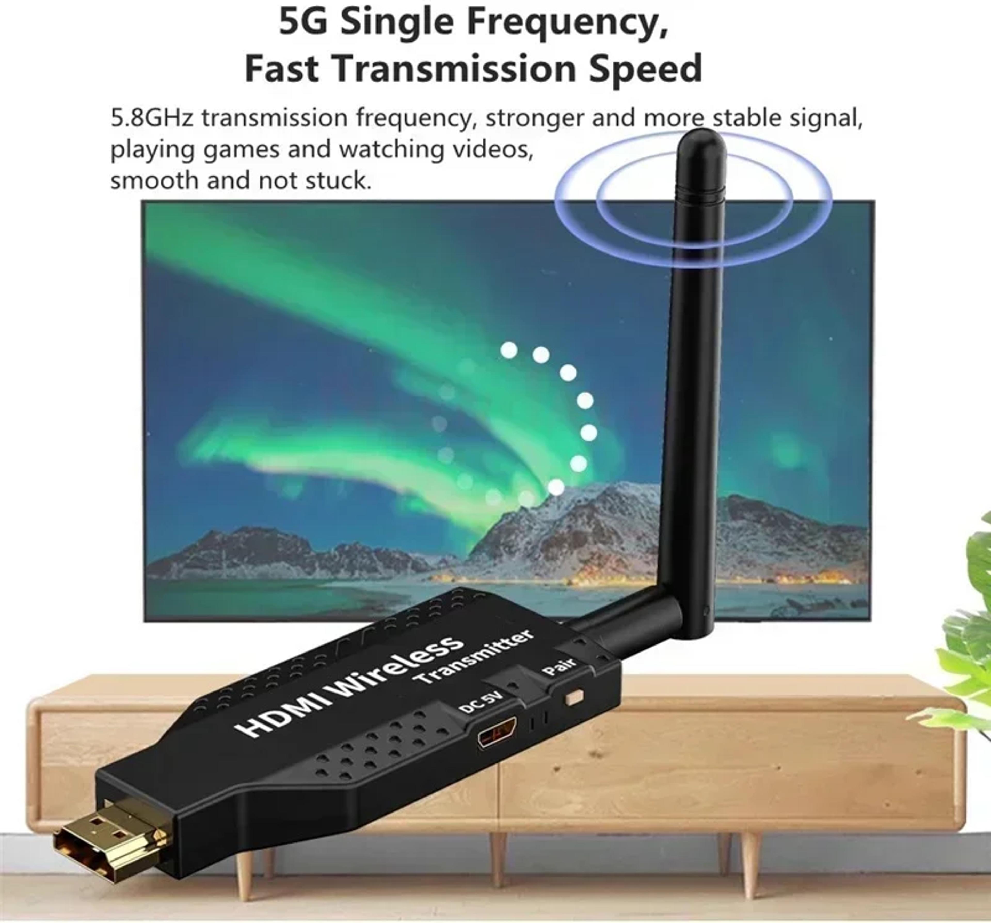 wireless hdmi-compatible video transmitter receiver kit, plug & play for tv box, camera, pc