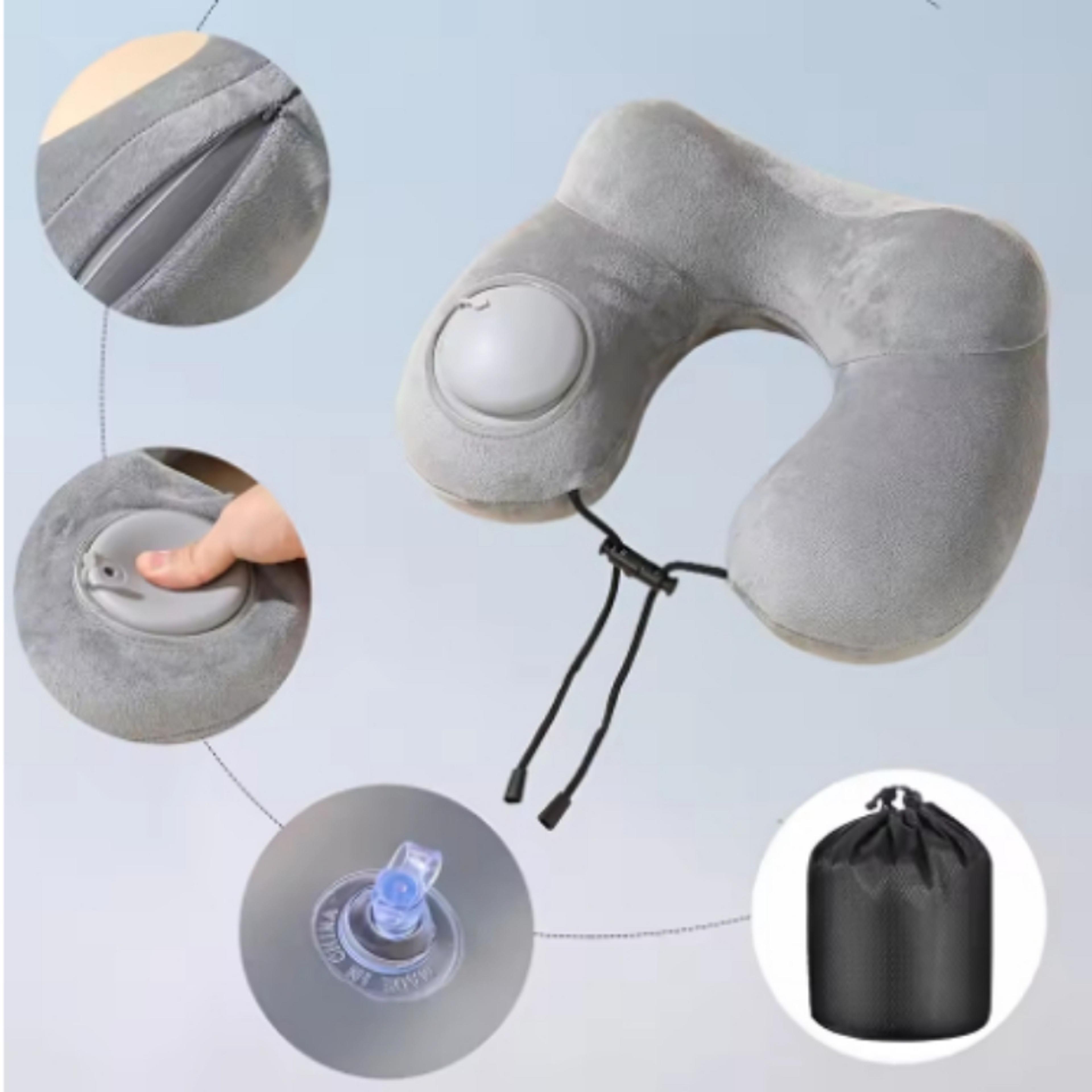 portable outdoor travel pillow, inflatable u-shaped neck pillow, foldable double hump pillow