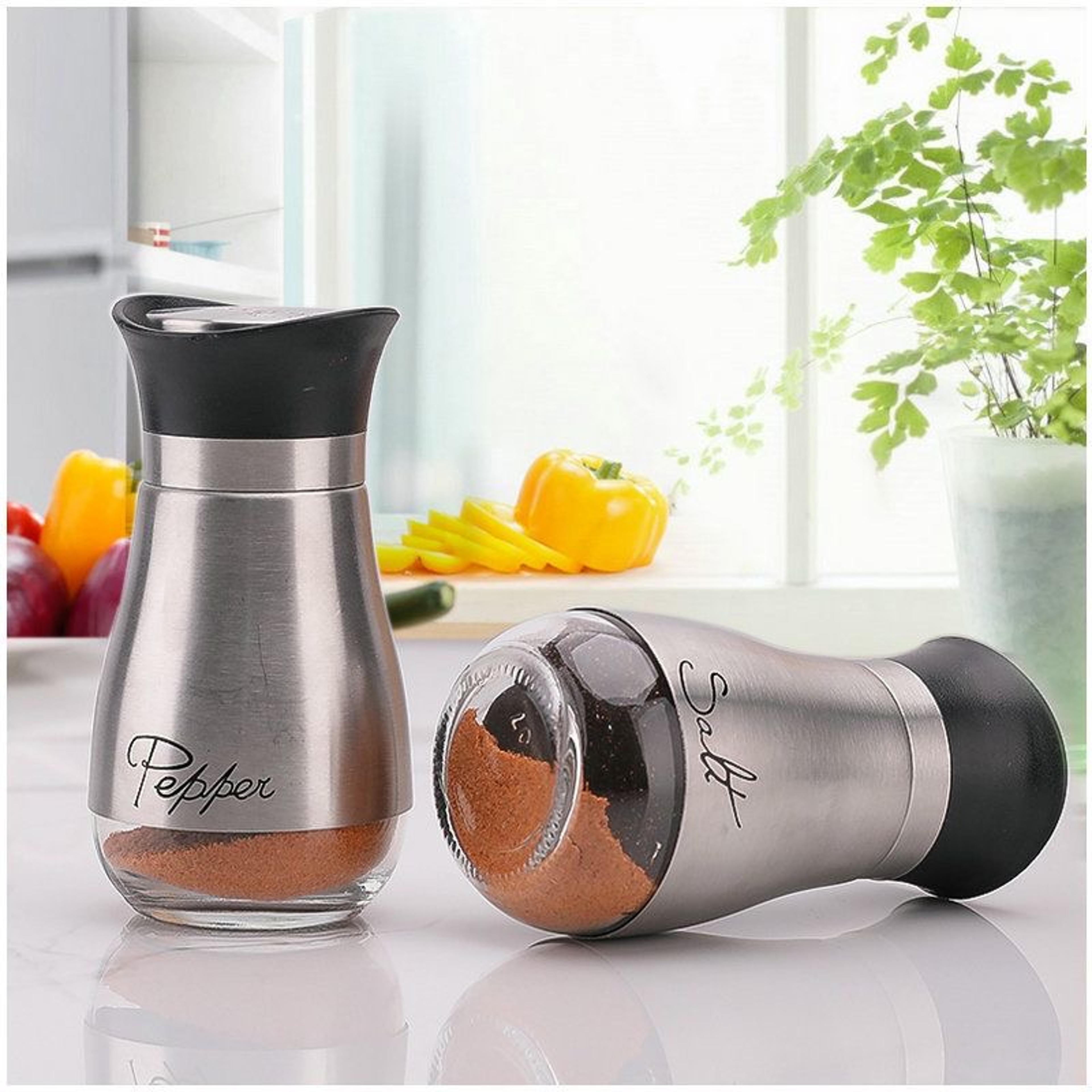 salt and pepper bottle set, reusable seasoning containers, sealed and moisture-proof for home and commercial kitchens
